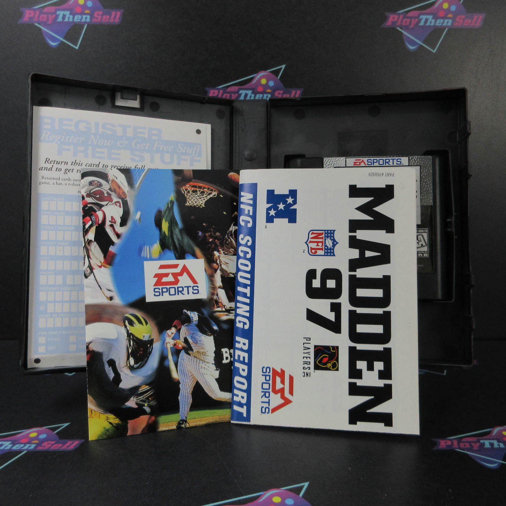 Madden NFL 97 Sega Genesis Authentic / Tested + Inserts/Reg Card/Poster - Like New