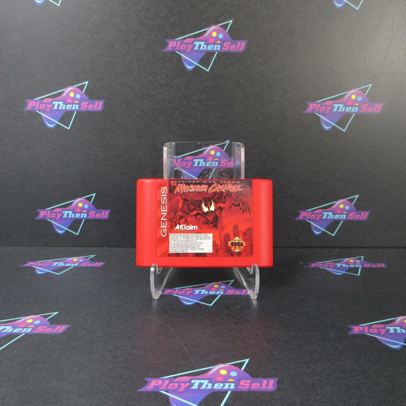 Maximum Carnage Spider-Man Venom Sega Genesis RED Authentic / Tested - Like New
