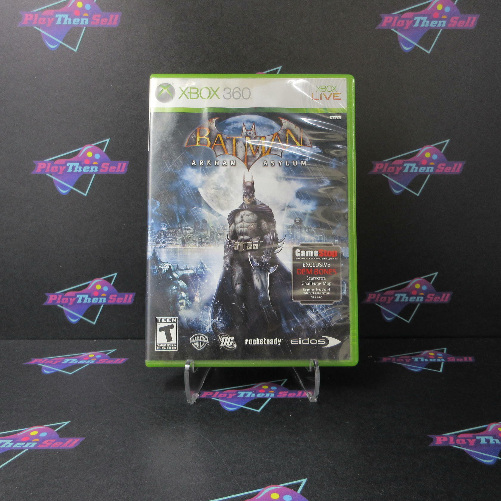 Batman Arkham Asylum GameStop Exclusive + Sticker Xbox 360 AD Complete CIB - Very Good