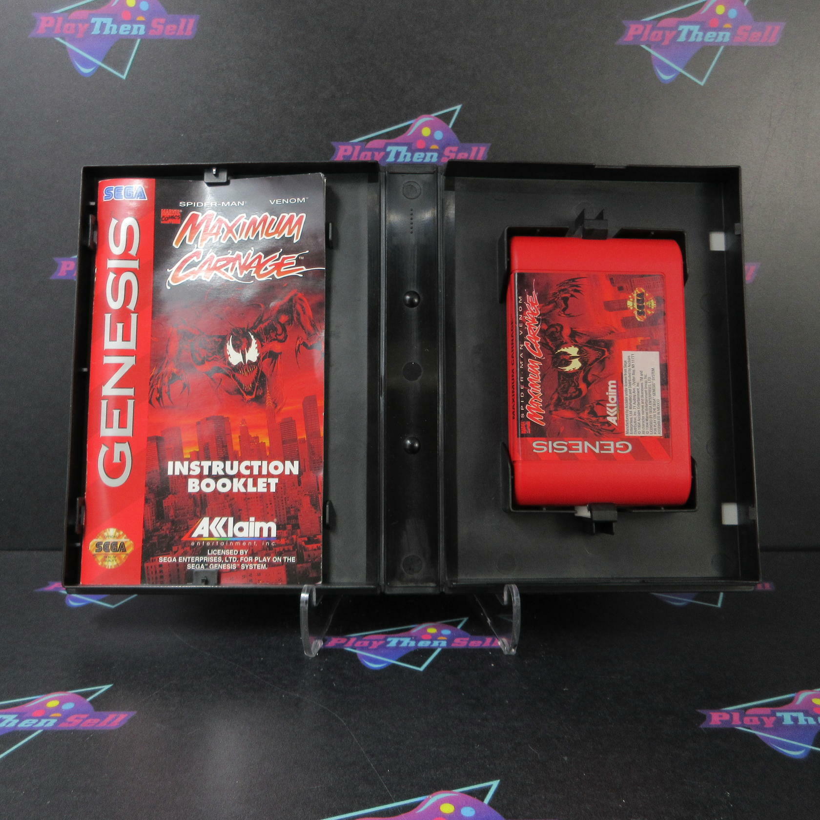 Maximum Carnage Spider-Man Venom Sega Genesis RED Authentic / Tested - Like New