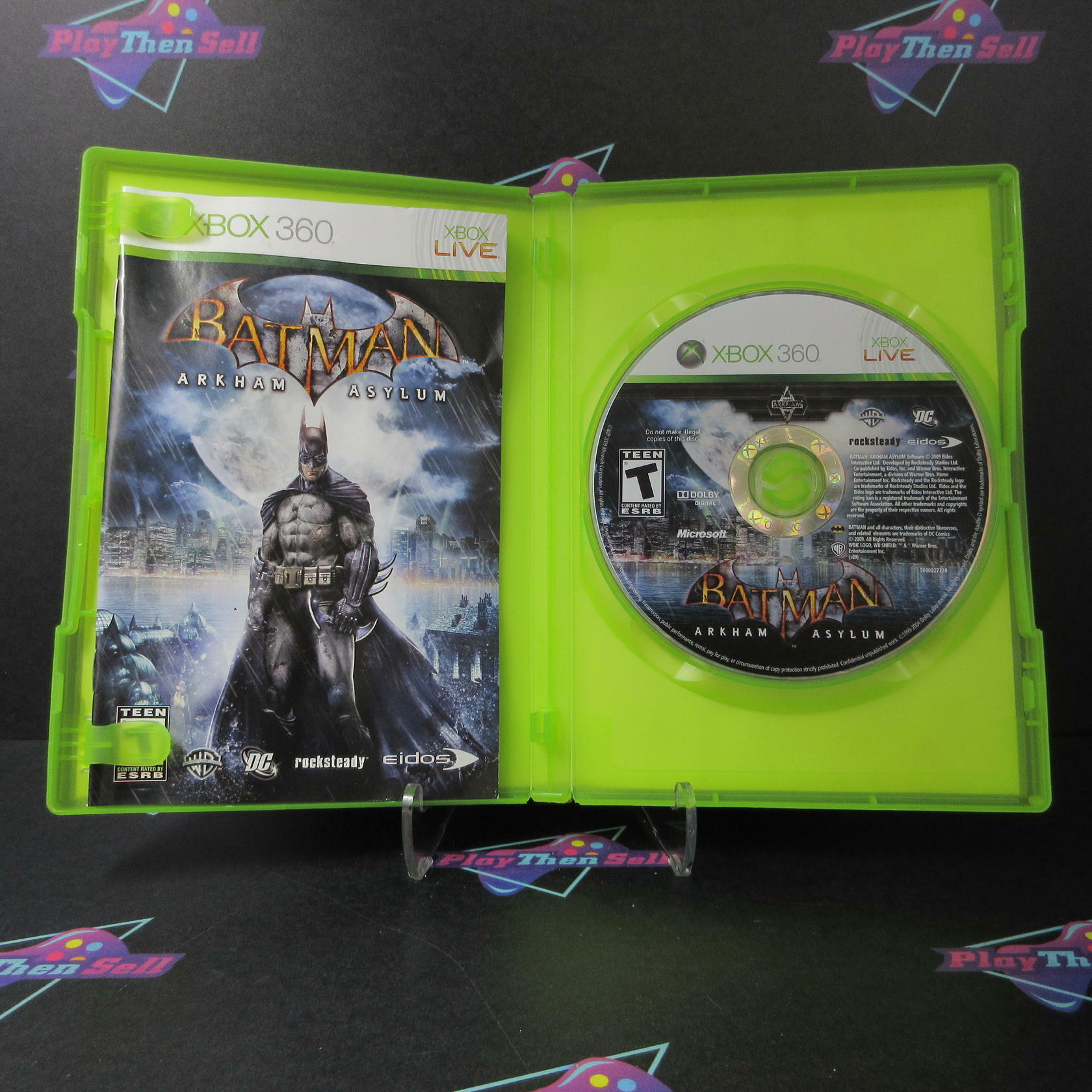 Batman Arkham Asylum GameStop Exclusive + Sticker Xbox 360 AD Complete CIB - Very Good