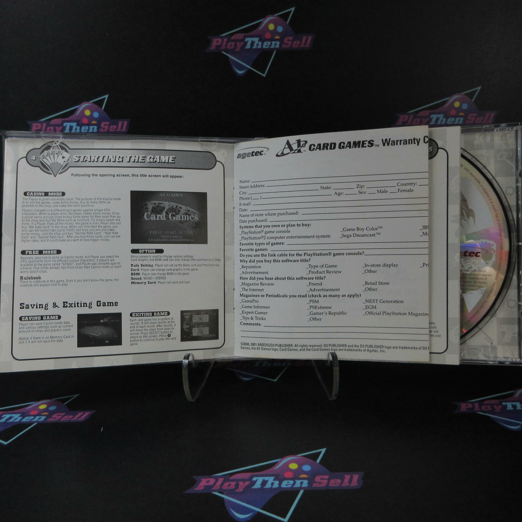 Card Games PS1 PlayStation 1 + Reg Card - Like New