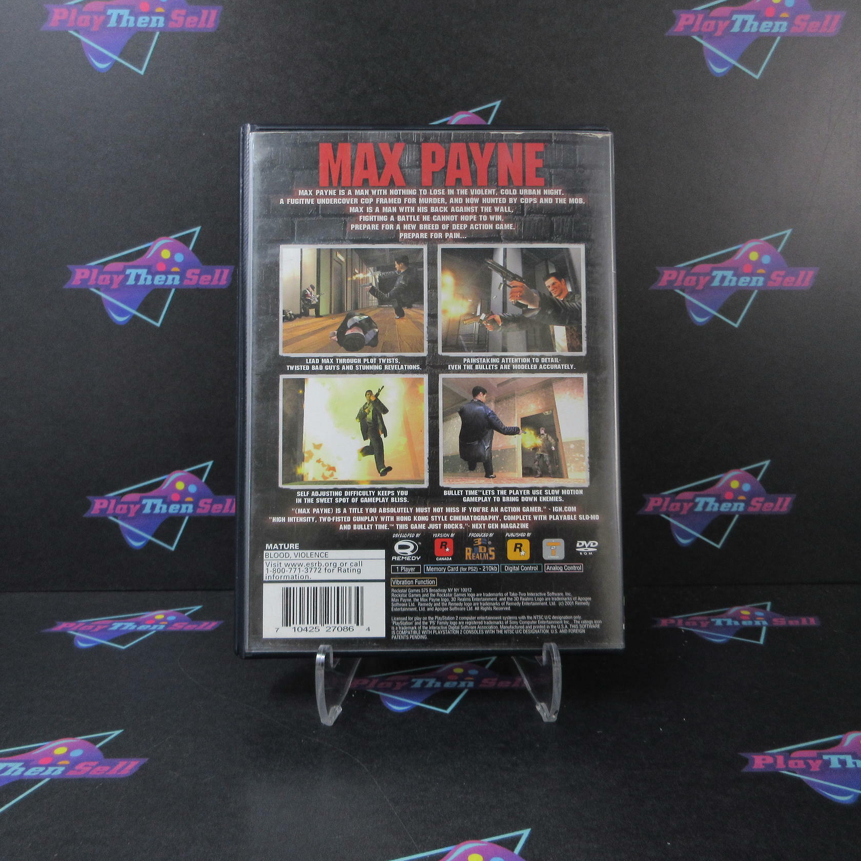 Max Payne + Reg Card PS2 PlayStation 2 AD Complete CIB - Very Good