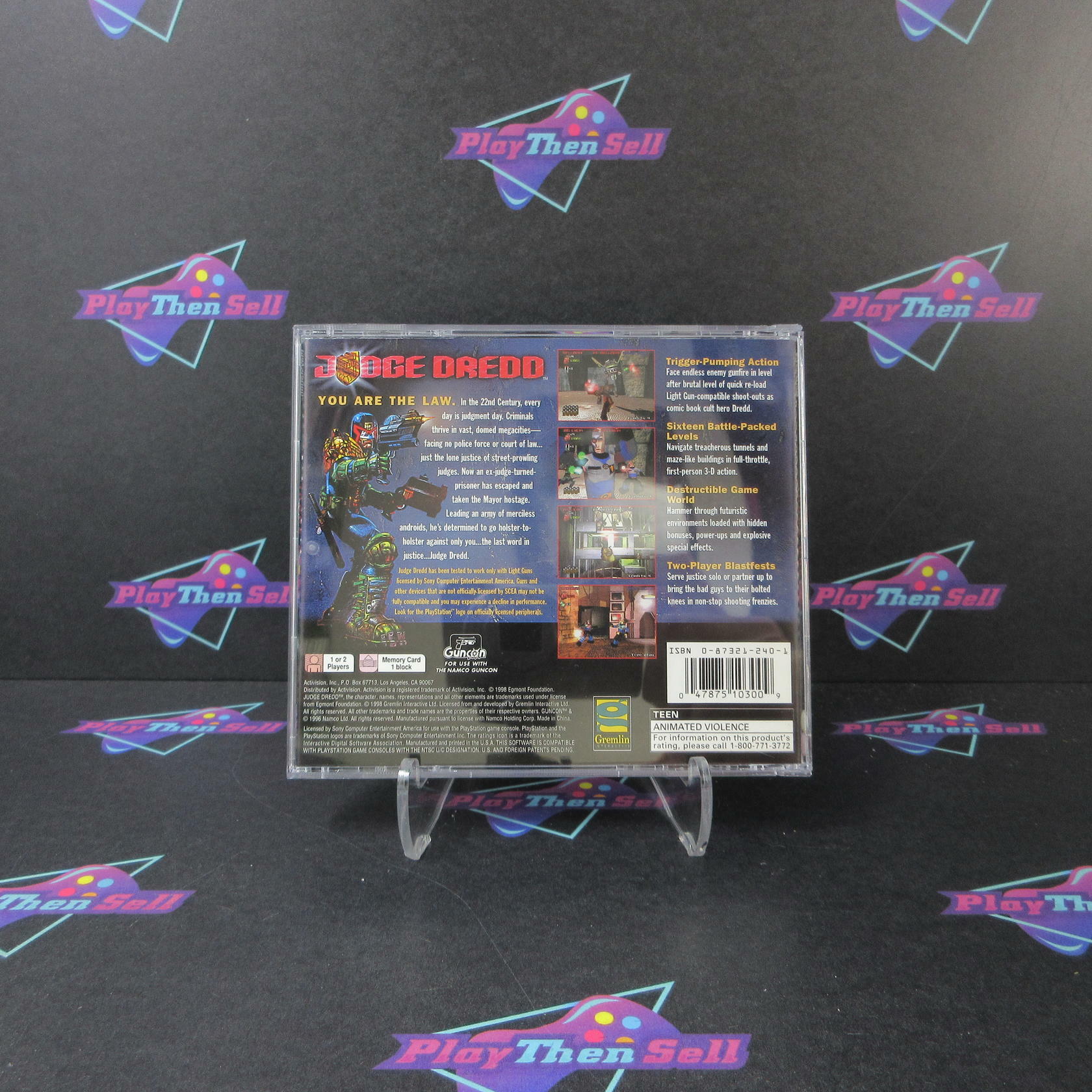 Judge Dredd + Reg Card PS1 PlayStation 1 MD Complete CIB - Very Good