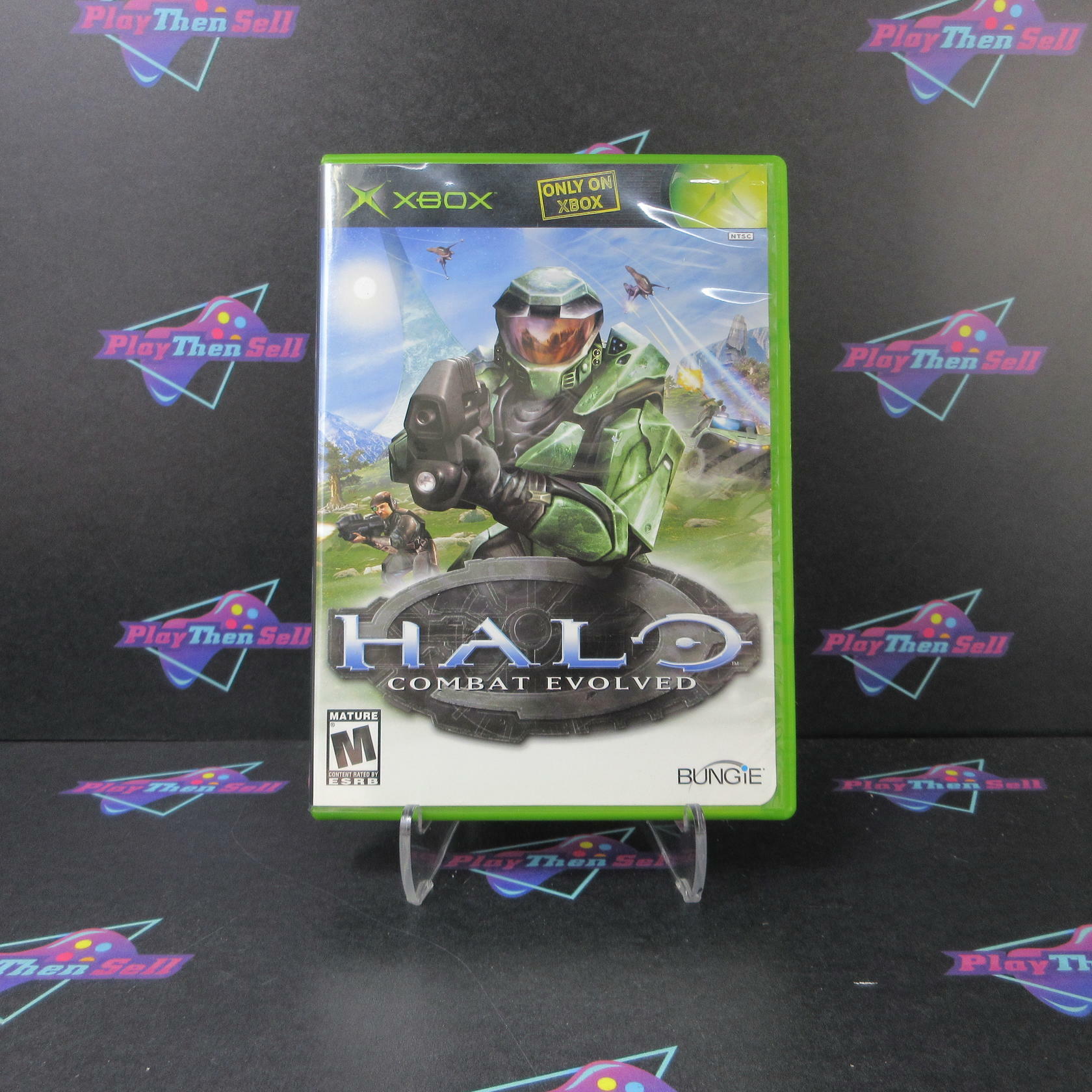 Halo Combat Evolved Xbox AD 1st Print Black Label Complete CIB - Very Good