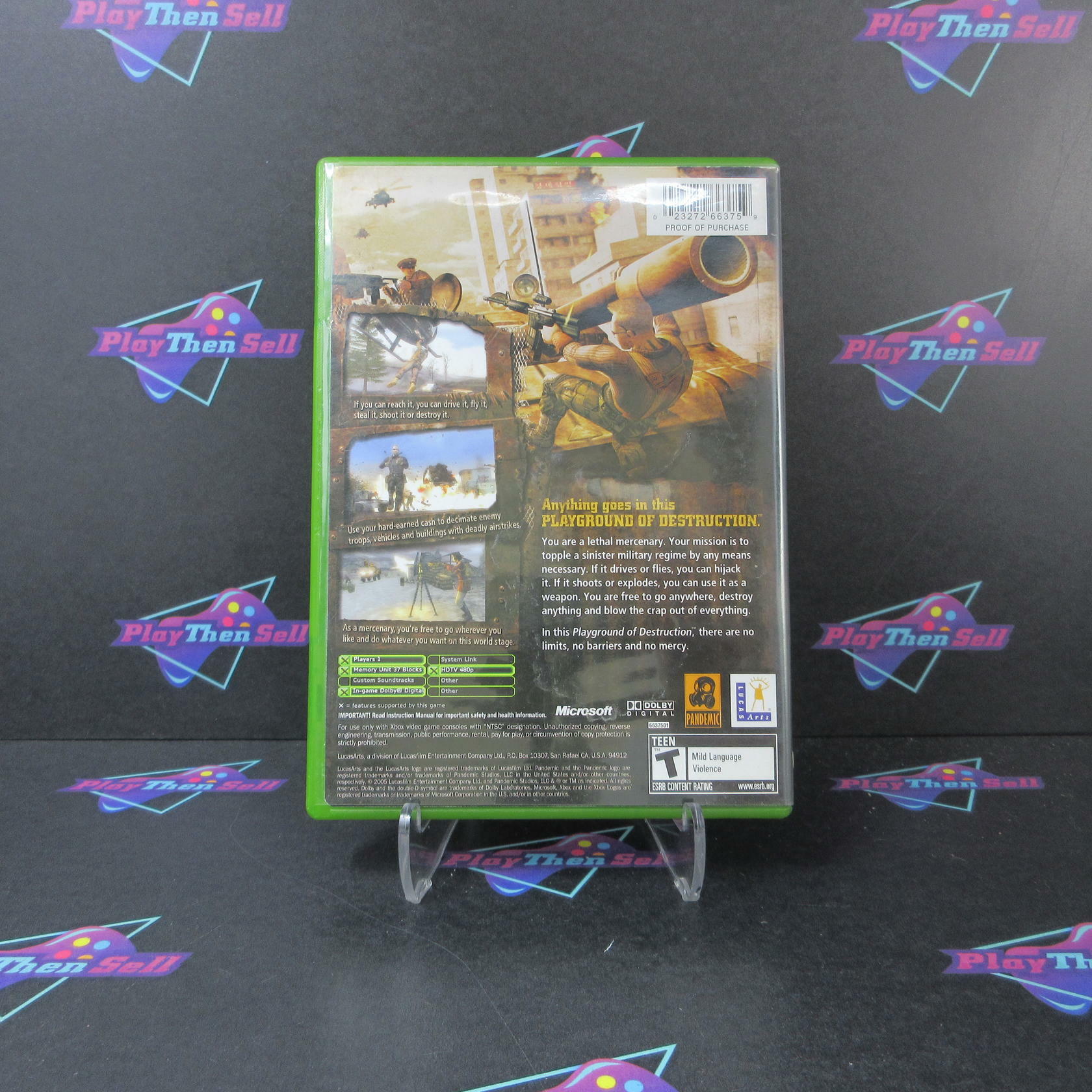 Mercenaries Playground of Destruction Xbox + Reg Card AD Complete CIB - Very Good