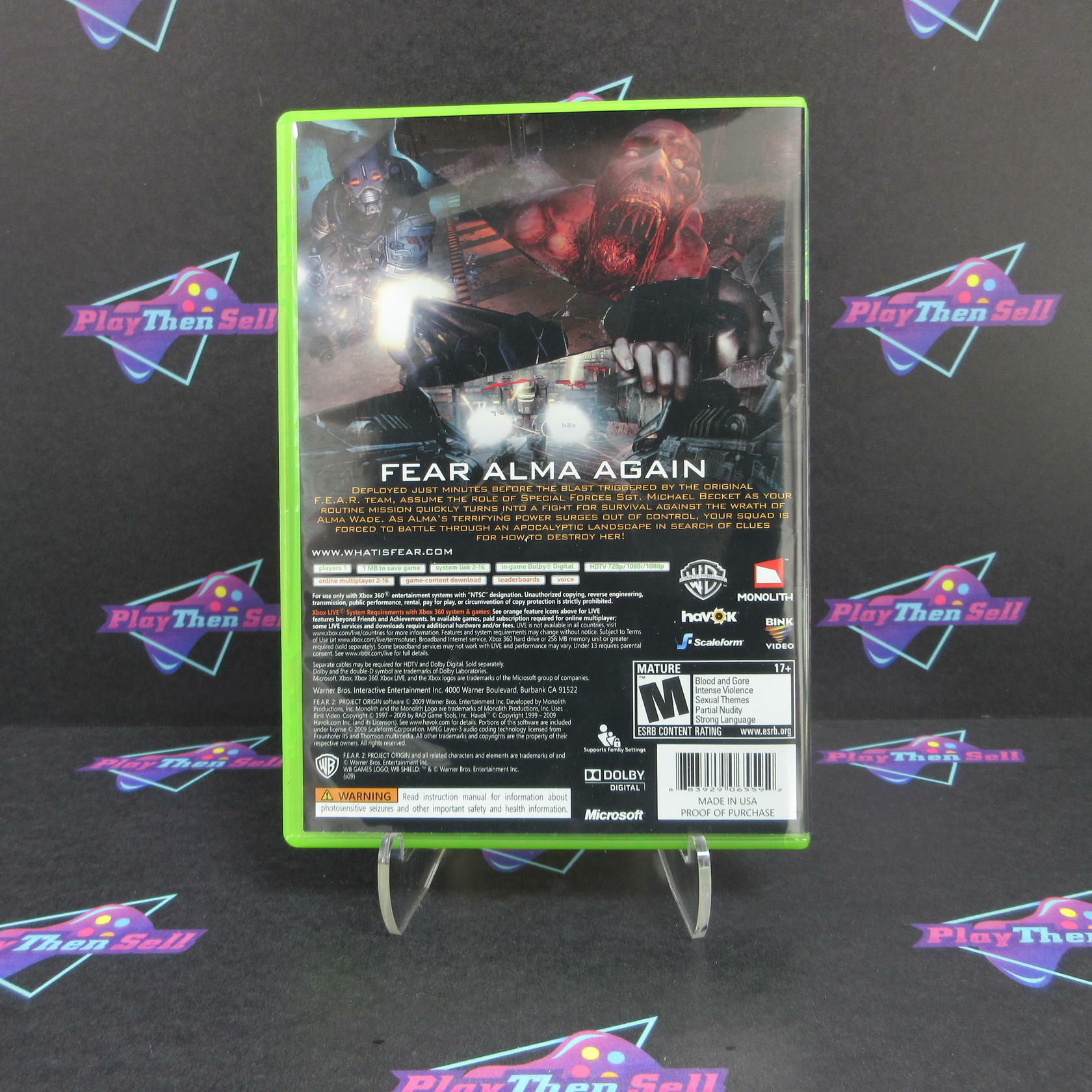 FEAR 2 Project Origin Xbox 360 - Like New