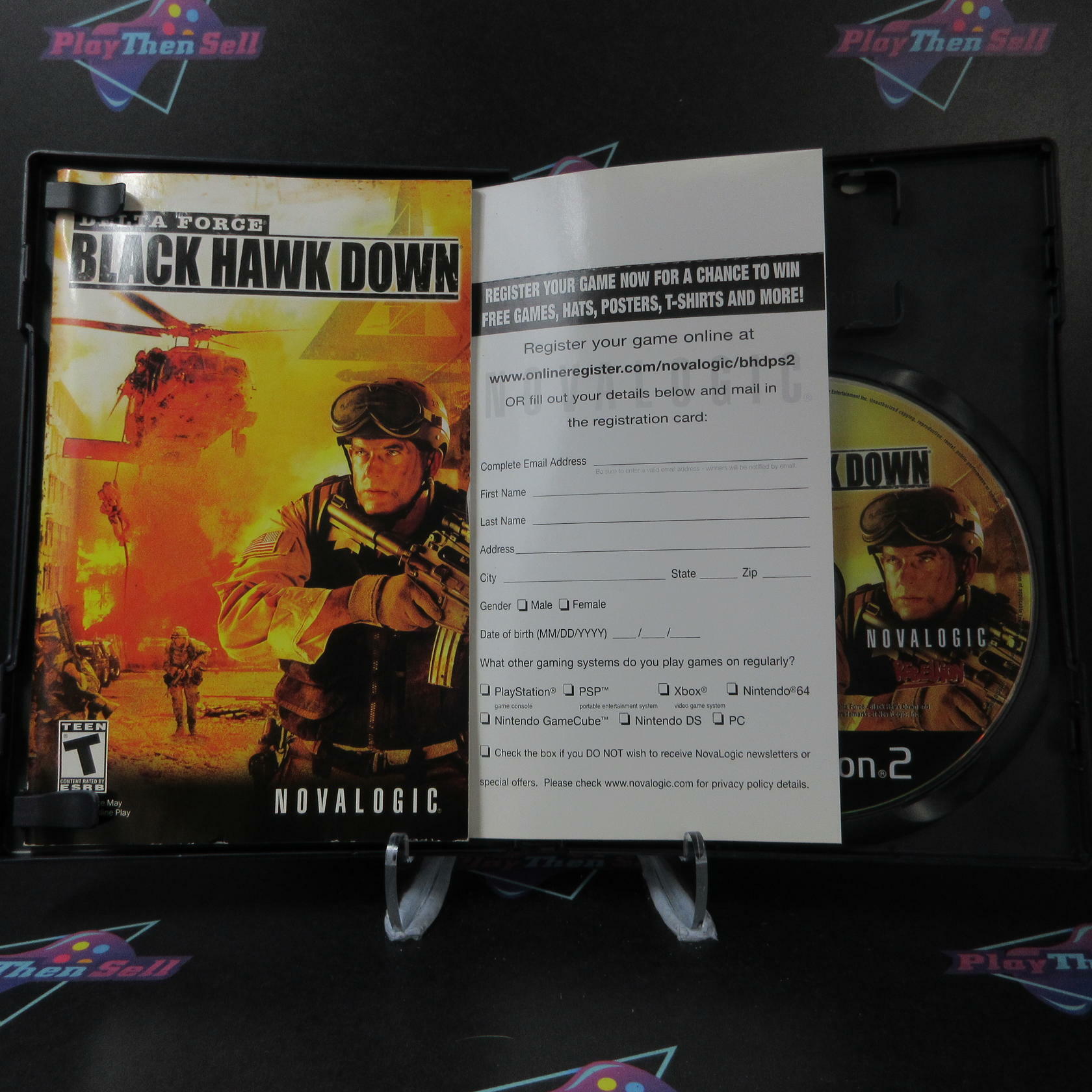Delta Force Black Hawk Down + Reg Card PS2 PlayStation 2 AD Complete CIB - Very Good