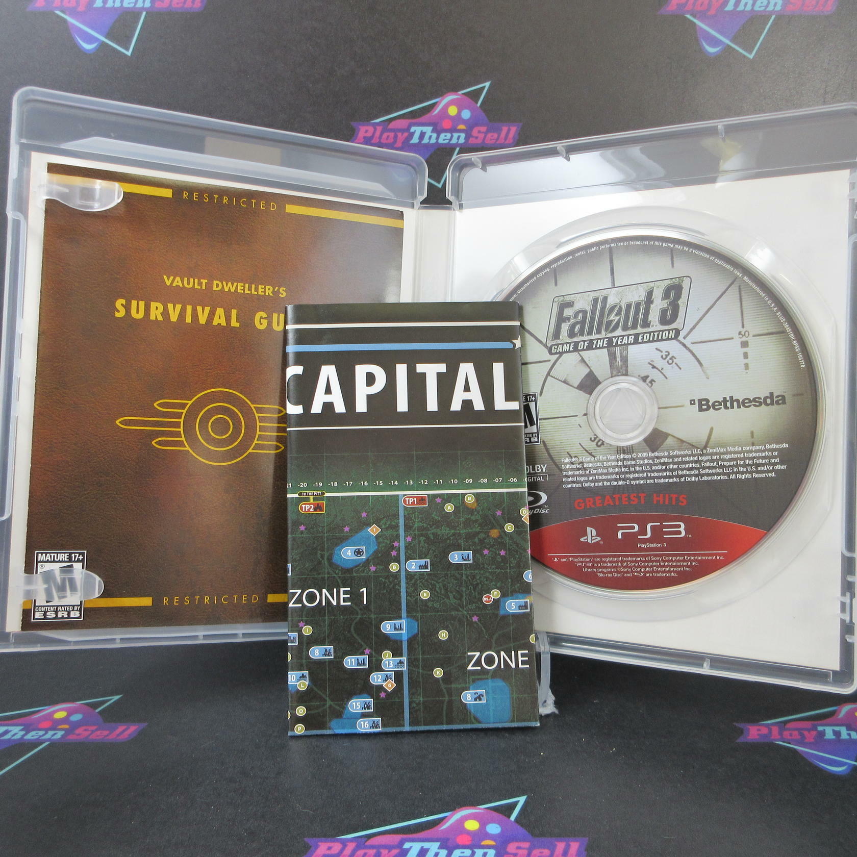 Fallout 3 Game Of The Year Edition GH PS3 PlayStation 3 + Map / Poster - Like New