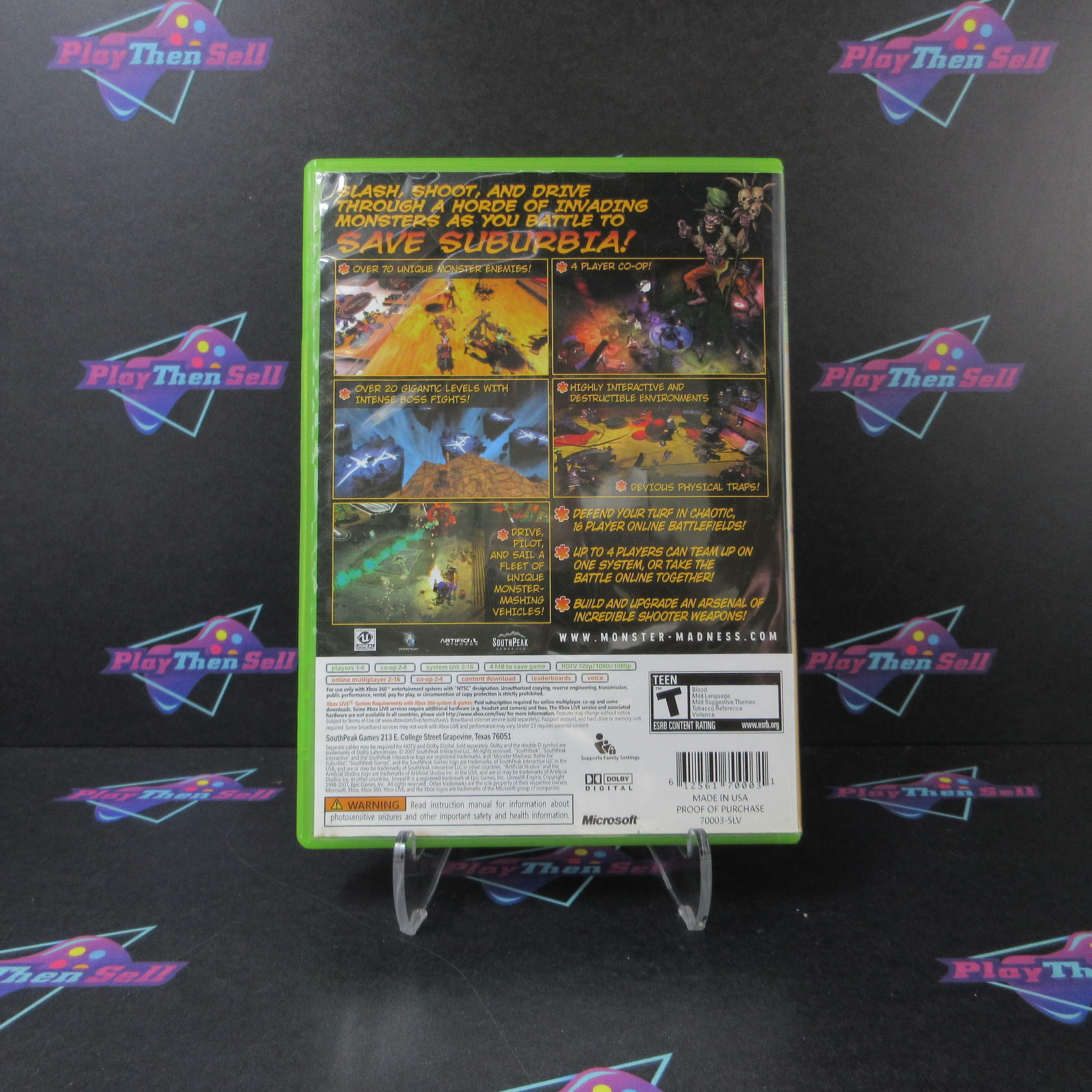 Monster Madness Battle for Suburbia Xbox 360 AD Complete CIB - Very Good