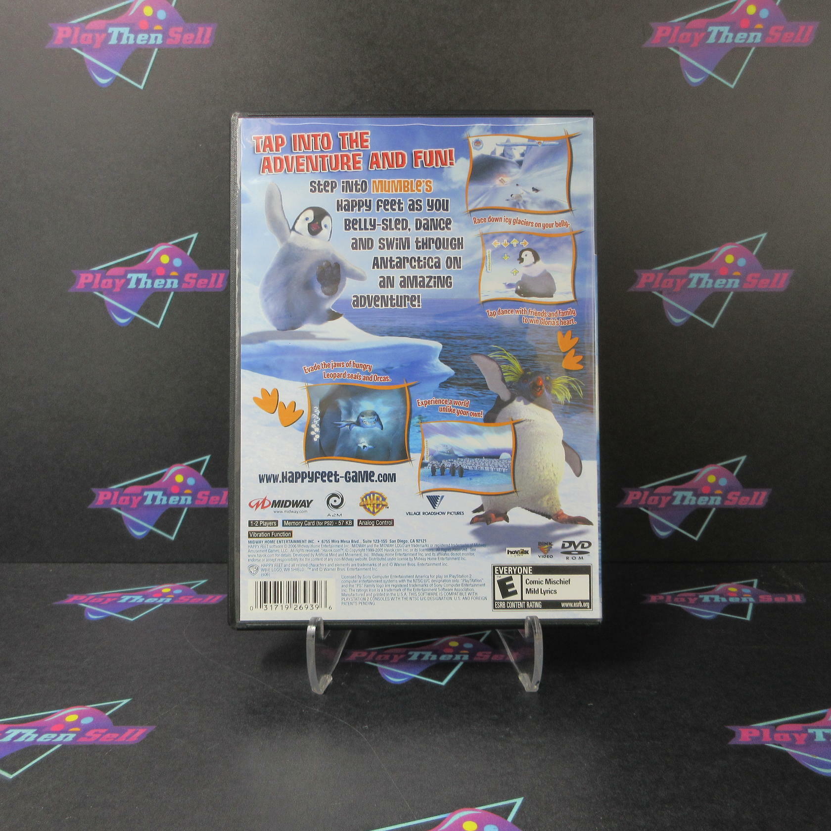 Happy Feet PS2 PlayStation 2 + Reg Card / Movie Ticket - Like New