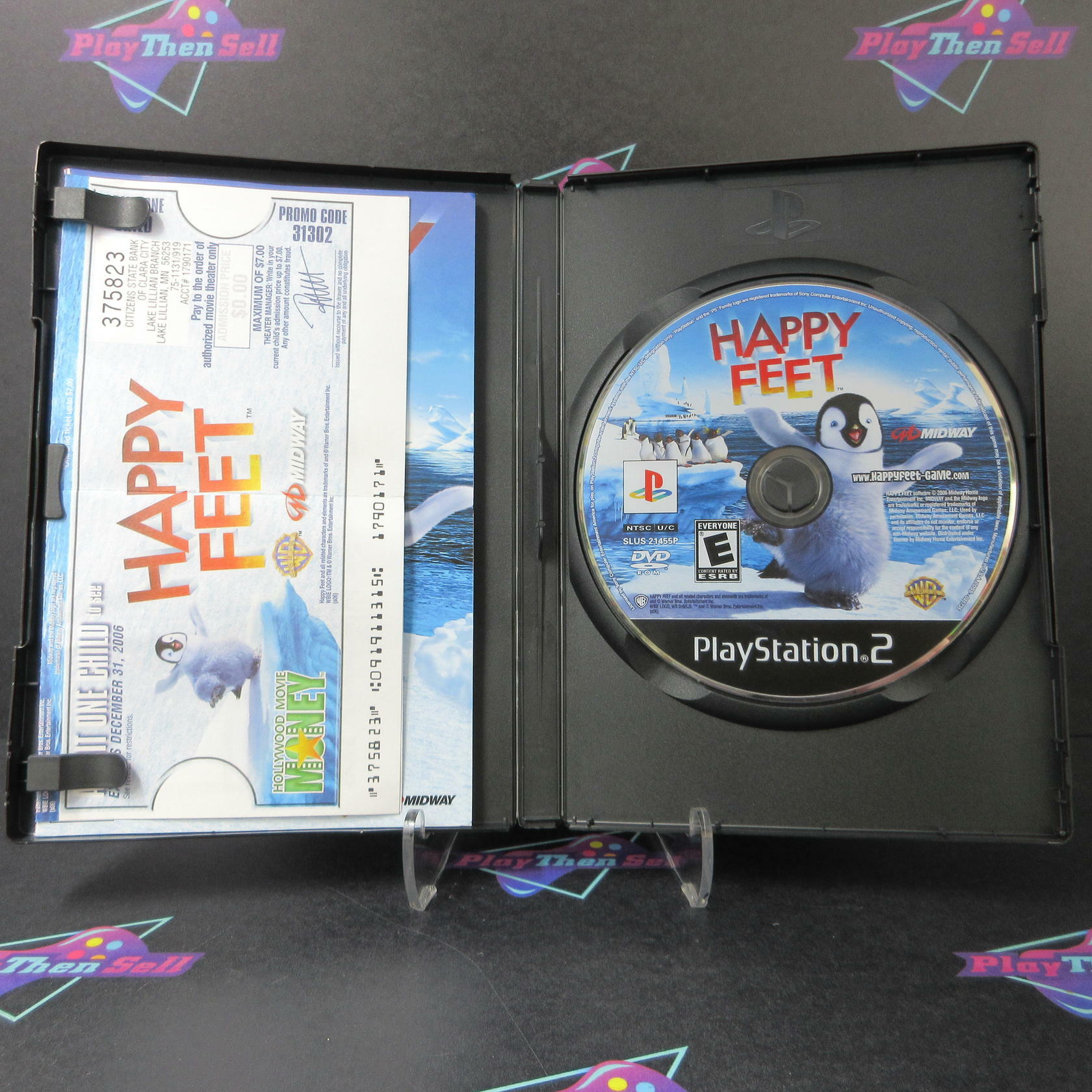 Happy Feet PS2 PlayStation 2 + Reg Card / Movie Ticket - Like New