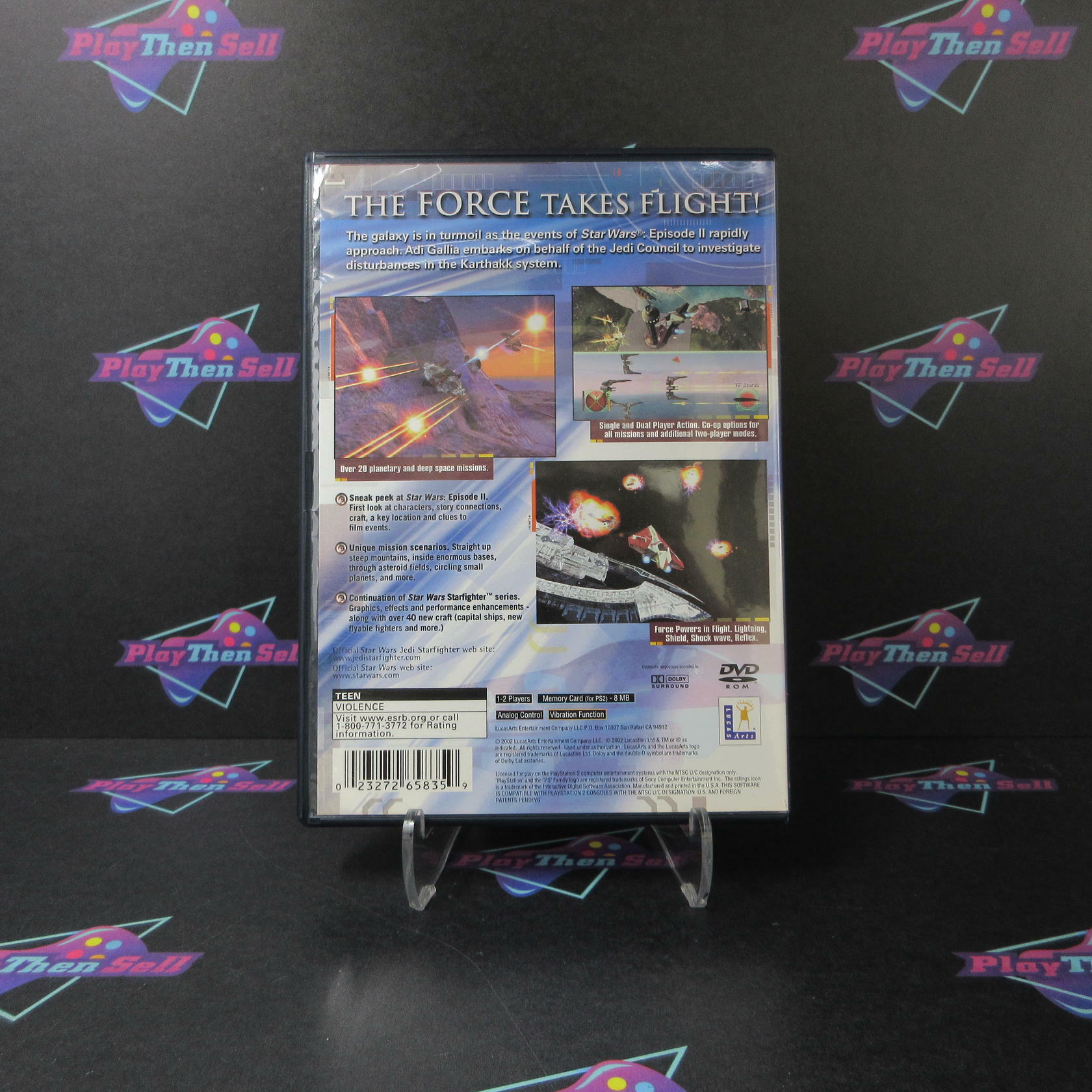 Star Wars Jedi Starfighter PS2 PlayStation 2 + Reg Card / Hint Book - Like New