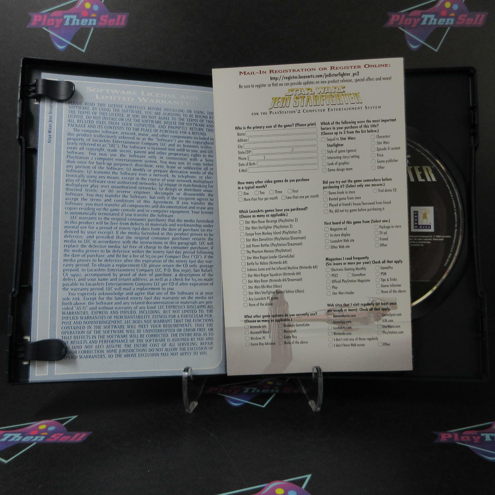 Star Wars Jedi Starfighter PS2 PlayStation 2 + Reg Card / Hint Book - Like New