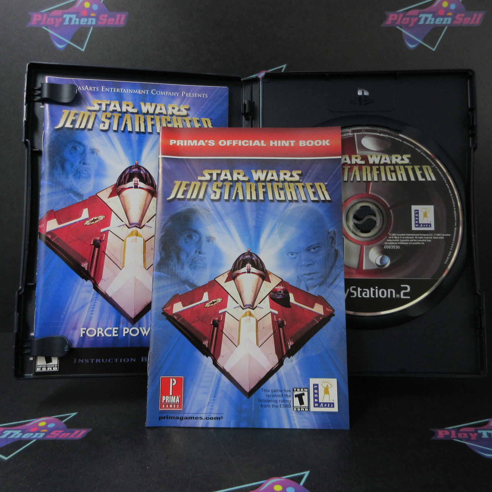 Star Wars Jedi Starfighter PS2 PlayStation 2 + Reg Card / Hint Book - Like New