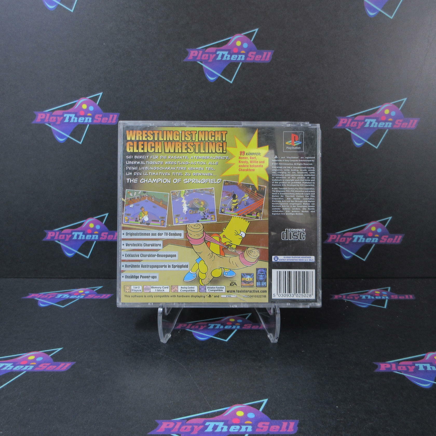 Simpsons Wrestling German PAL Import Playstation PS1 (See Pics) - Very Good