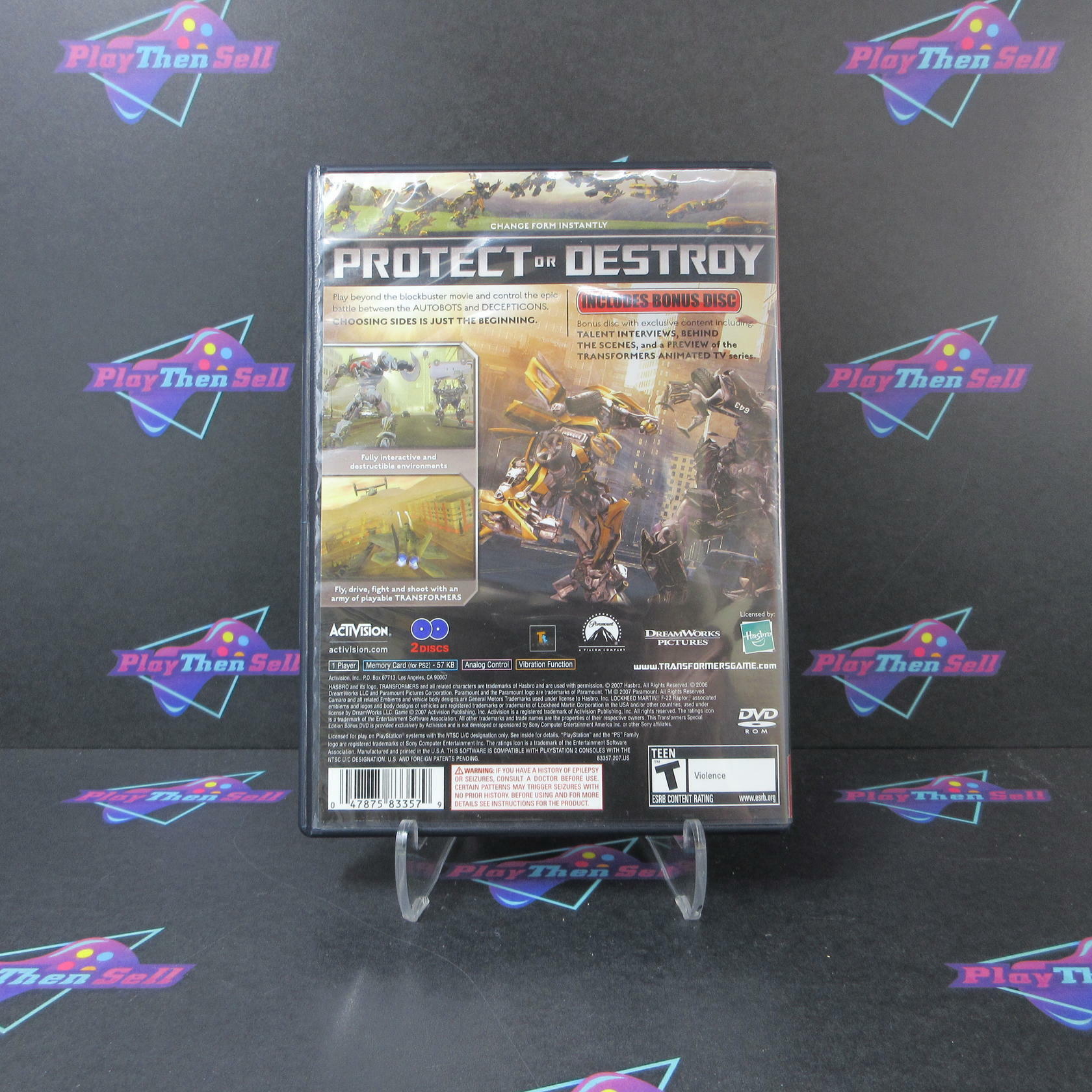 Transformers The Game GH PS2 PlayStation 2 MD + Bonus Disc Complete CIB - Very Good