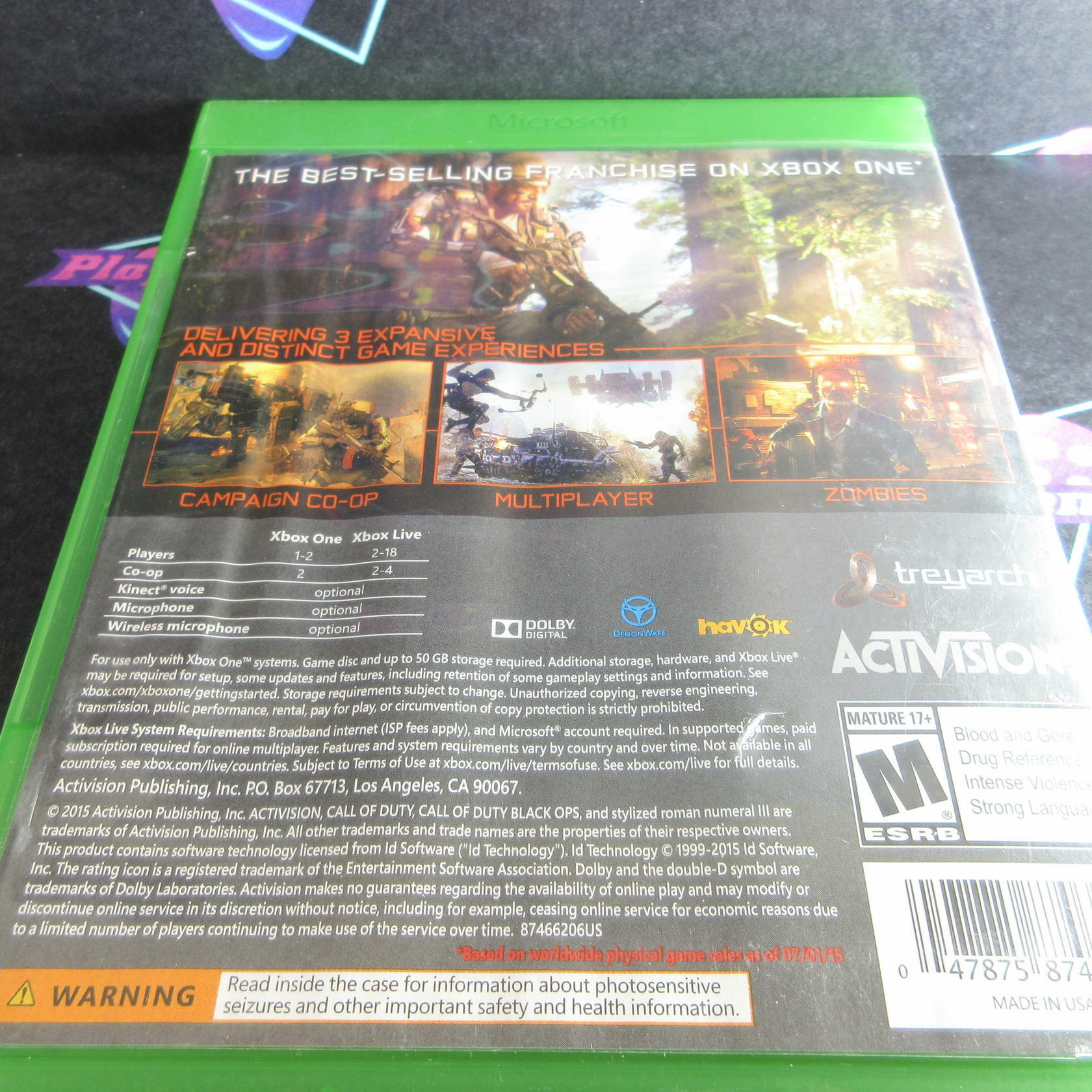 Call of Duty Black Ops 3 Xbox One AD Complete CIB - Very Good