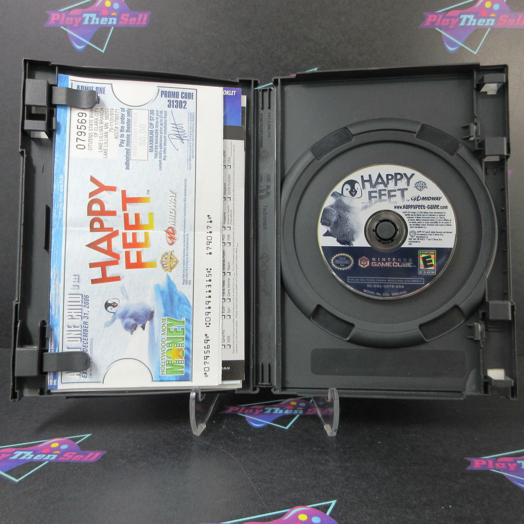 Happy Feet Nintendo Gamecube + Reg Card / Movie Ticket - Like New