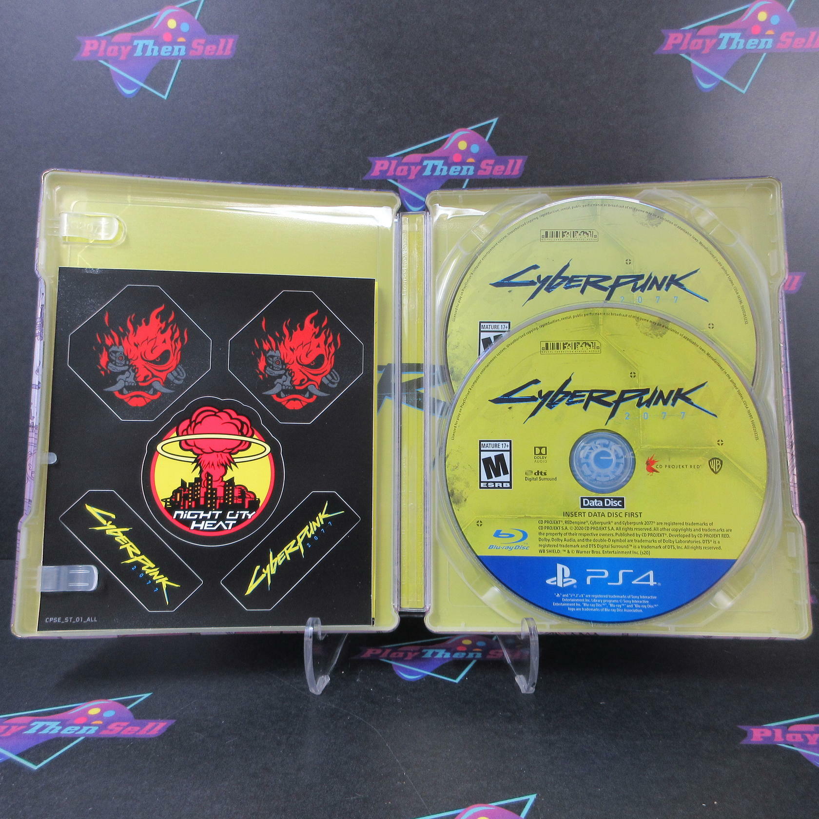 Cyberpunk 2077 Steelbook Edition PS4 PlayStation 4 + Sleeve/Stickers/Map - Like New