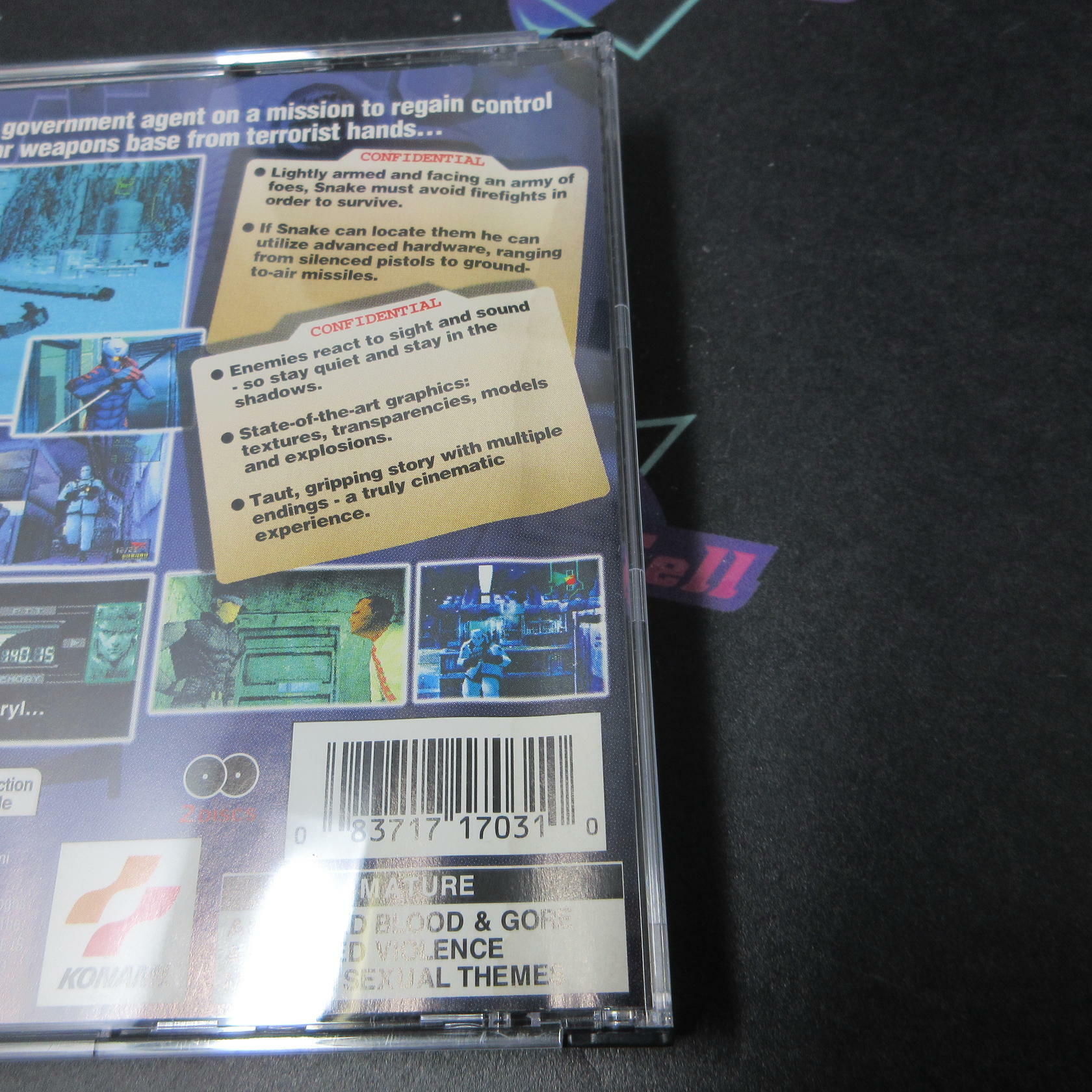 Metal Gear Solid PS1 PlayStation 1 Black Label AD/MD + Reg Card Complete - Very Good