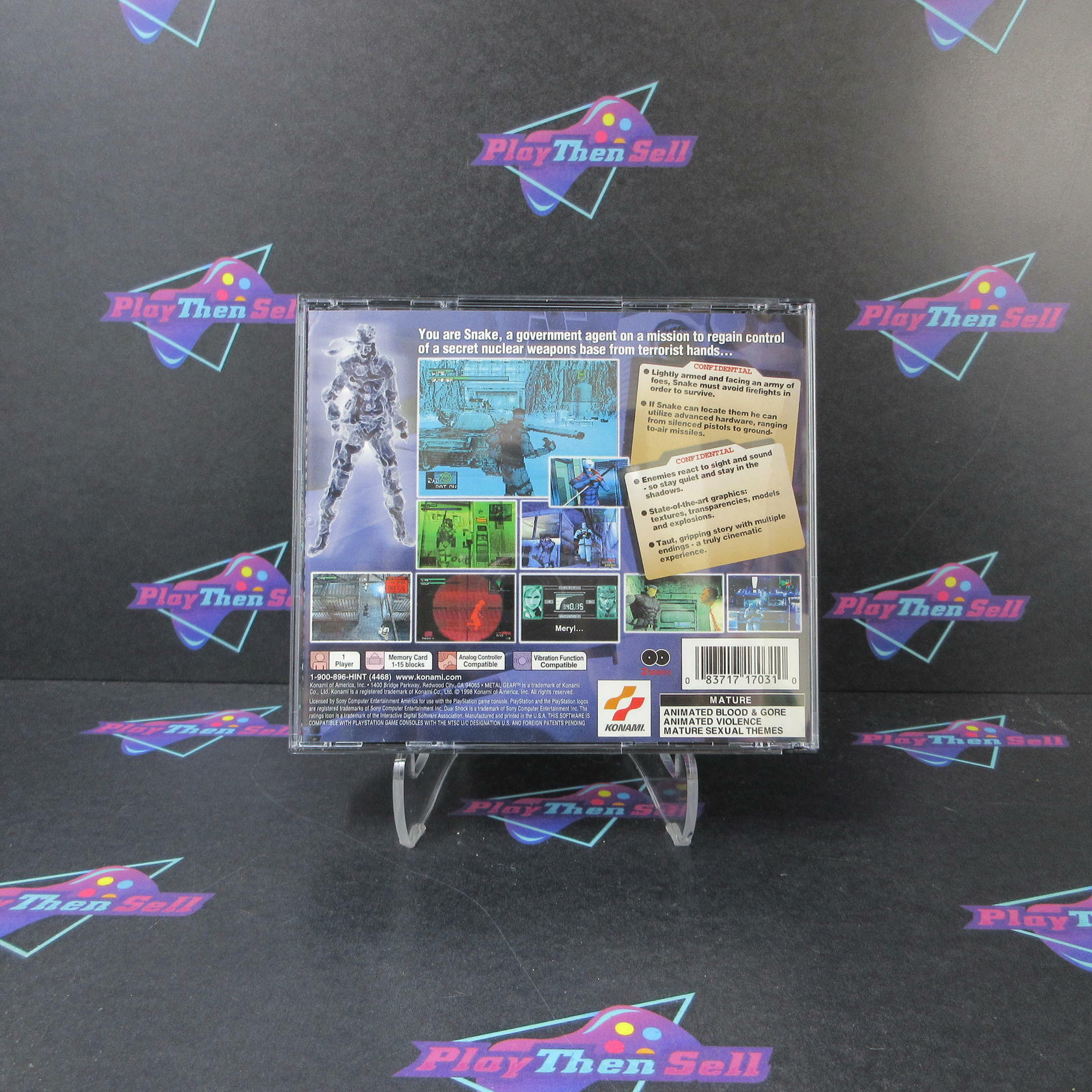Metal Gear Solid PS1 PlayStation 1 Black Label AD/MD + Reg Card Complete - Very Good