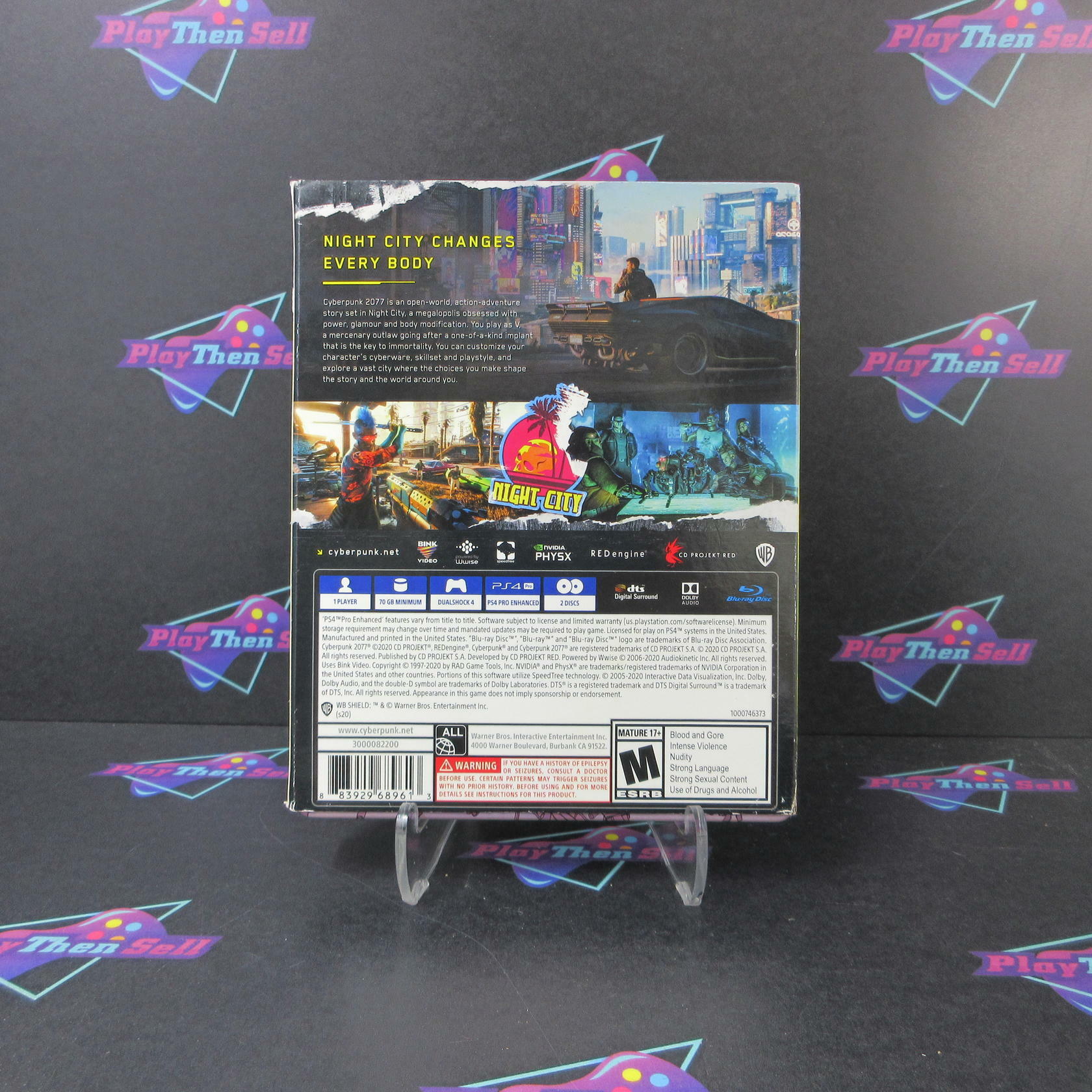 Cyberpunk 2077 Steelbook Edition PS4 PlayStation 4 + Sleeve/Stickers/Map - Like New
