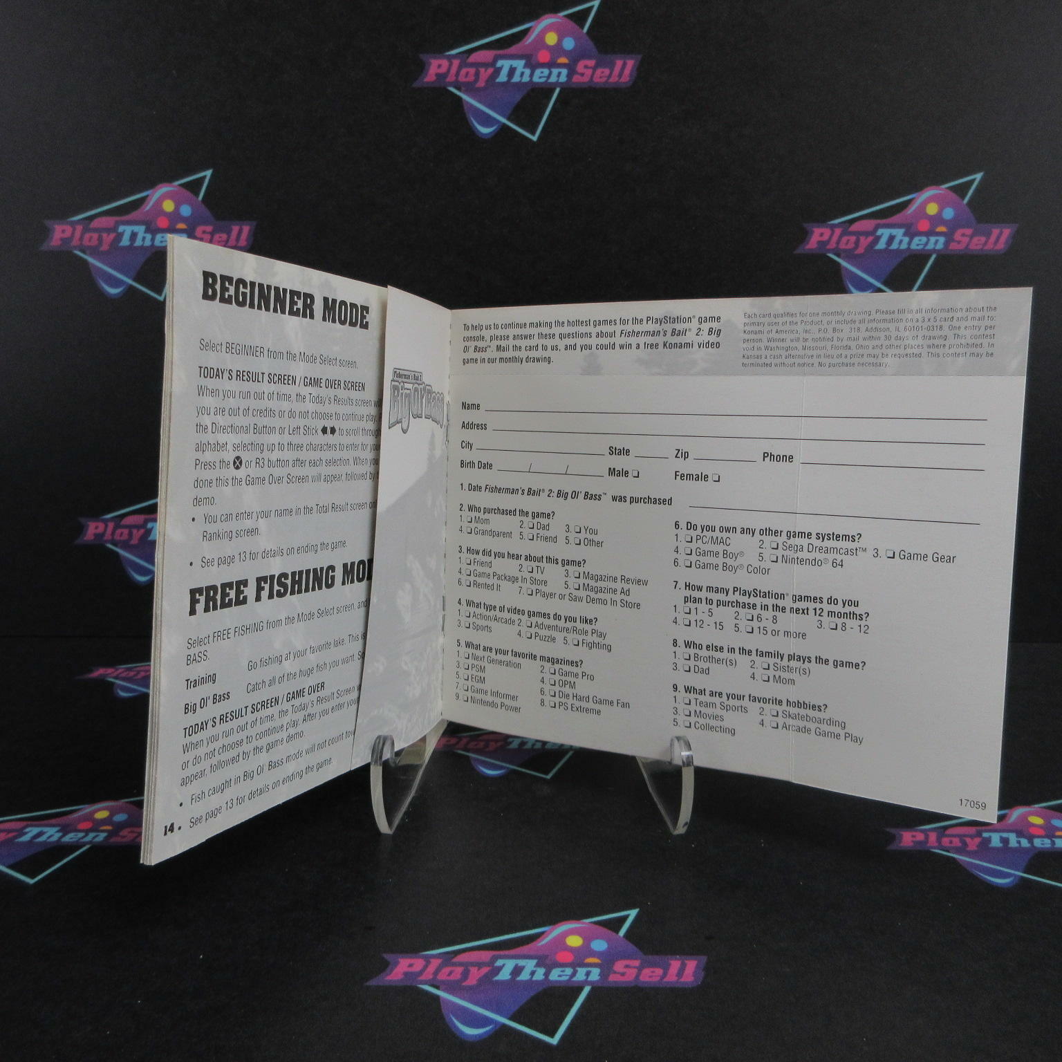 Big Ol' Bass PS1 PlayStation 1 + Reg Card - Like New