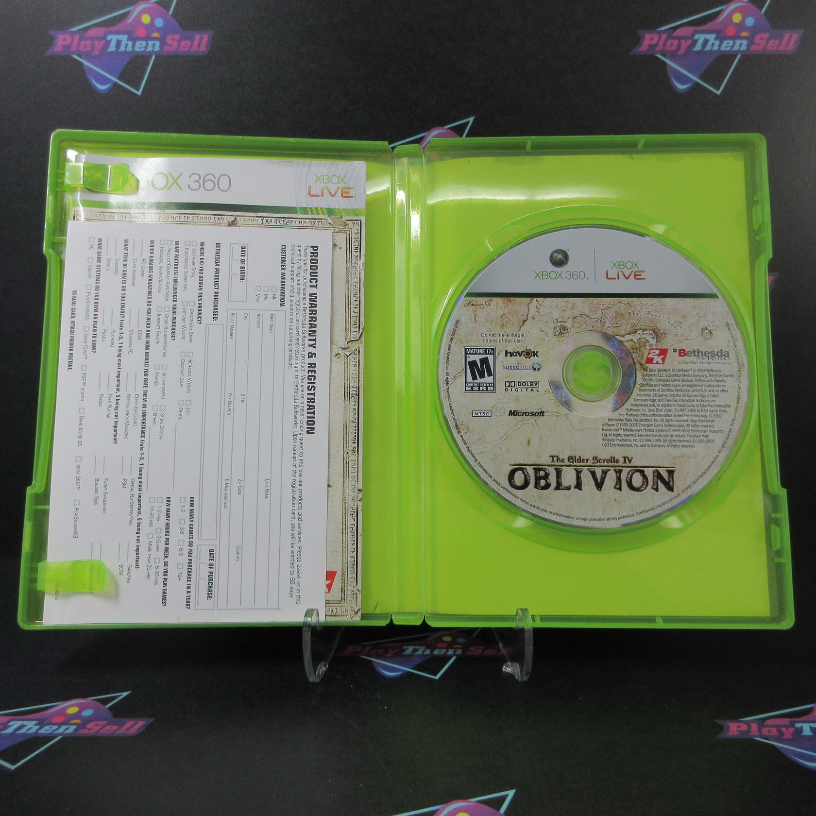 Elder Scrolls IV Oblivion Xbox 360 AD + Reg Card Complete CIB - Very Good