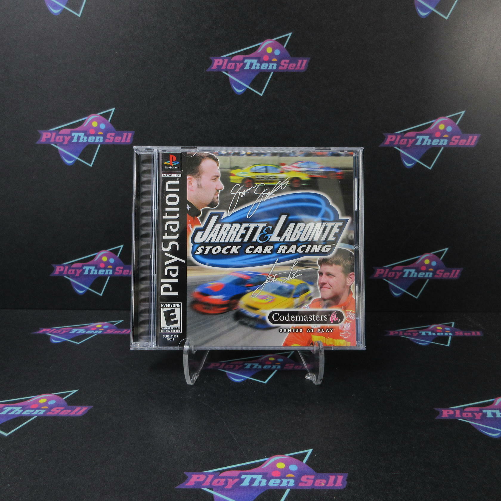 Jarrett & Labonte Stock Car Racing PS1 PlayStation 1 MD + Reg Card Complete CIB - Very Good
