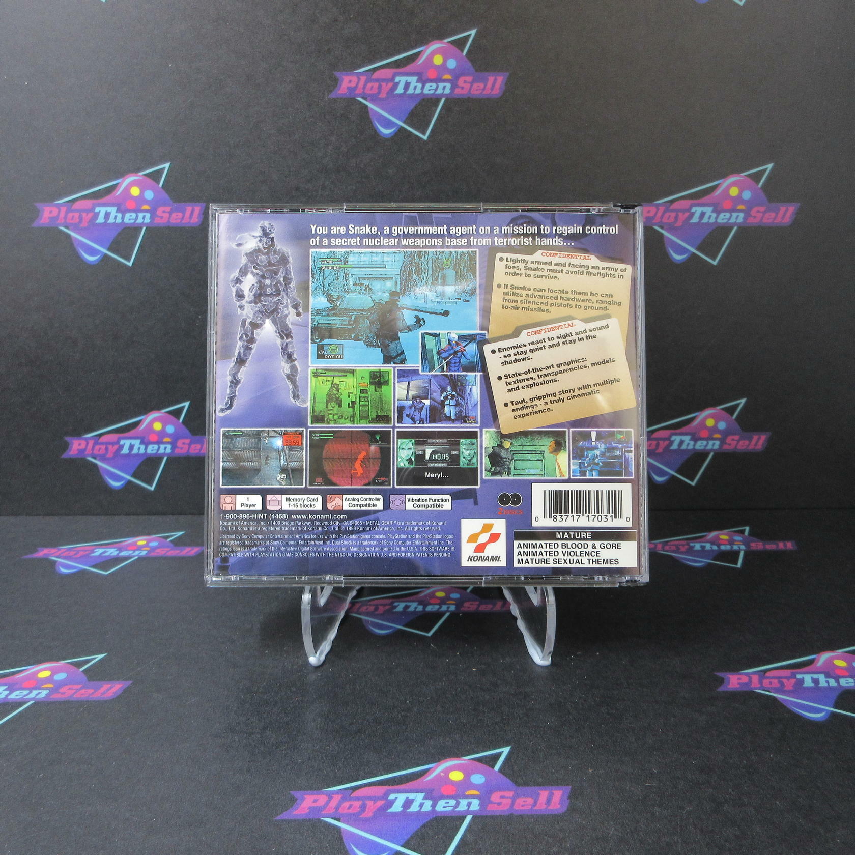 Metal Gear Solid PS1 PlayStation 1 Black Label AD/MD Complete - Very Good