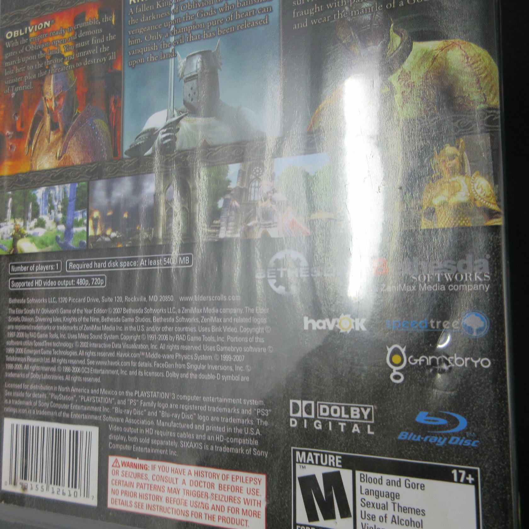 The Elder Scrolls IV Oblivion GOTY Edition PS3 PlayStation 3 AD/MD - Very Good