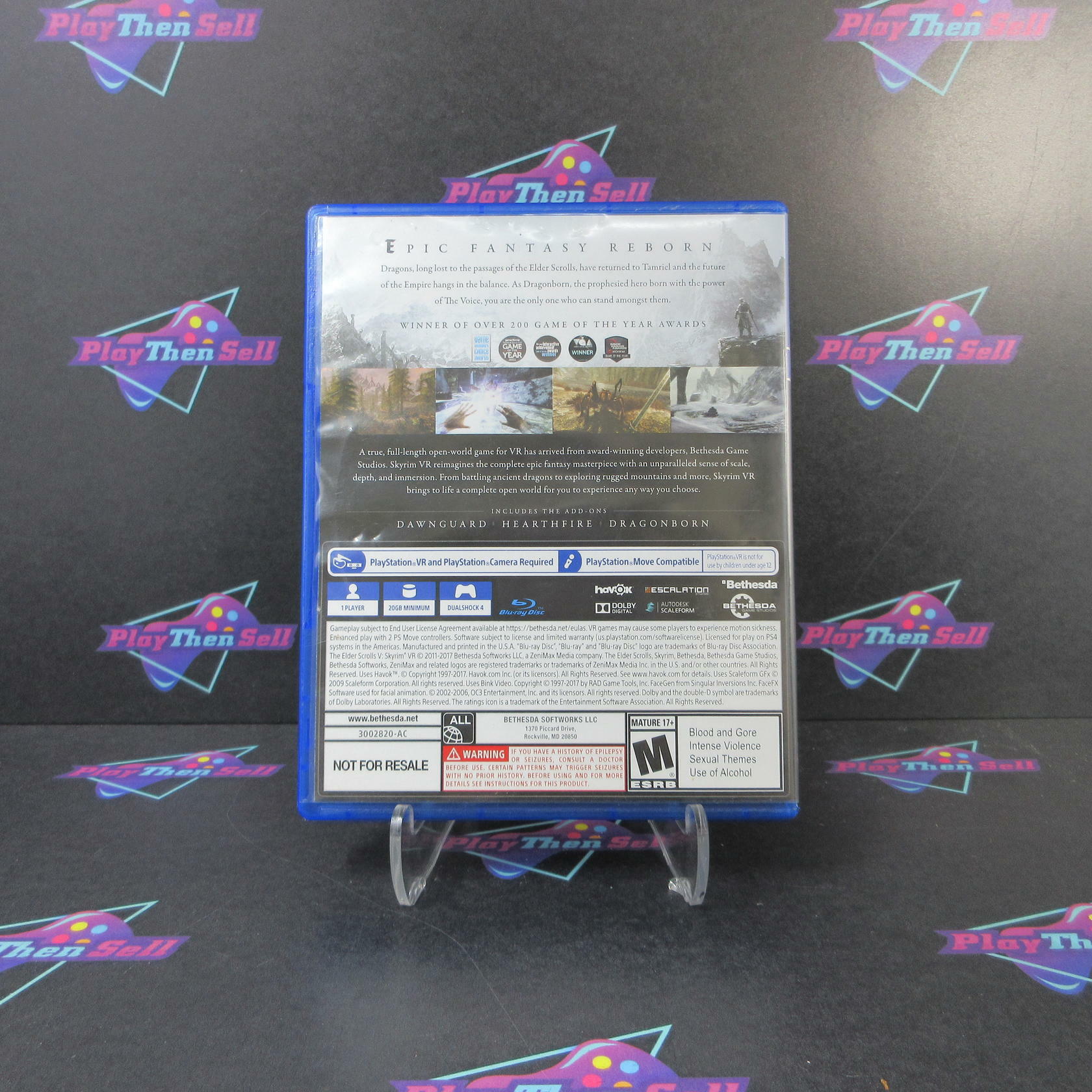 Skyrim VR PS4 PlayStation 4 AD Complete CIB - Very Good