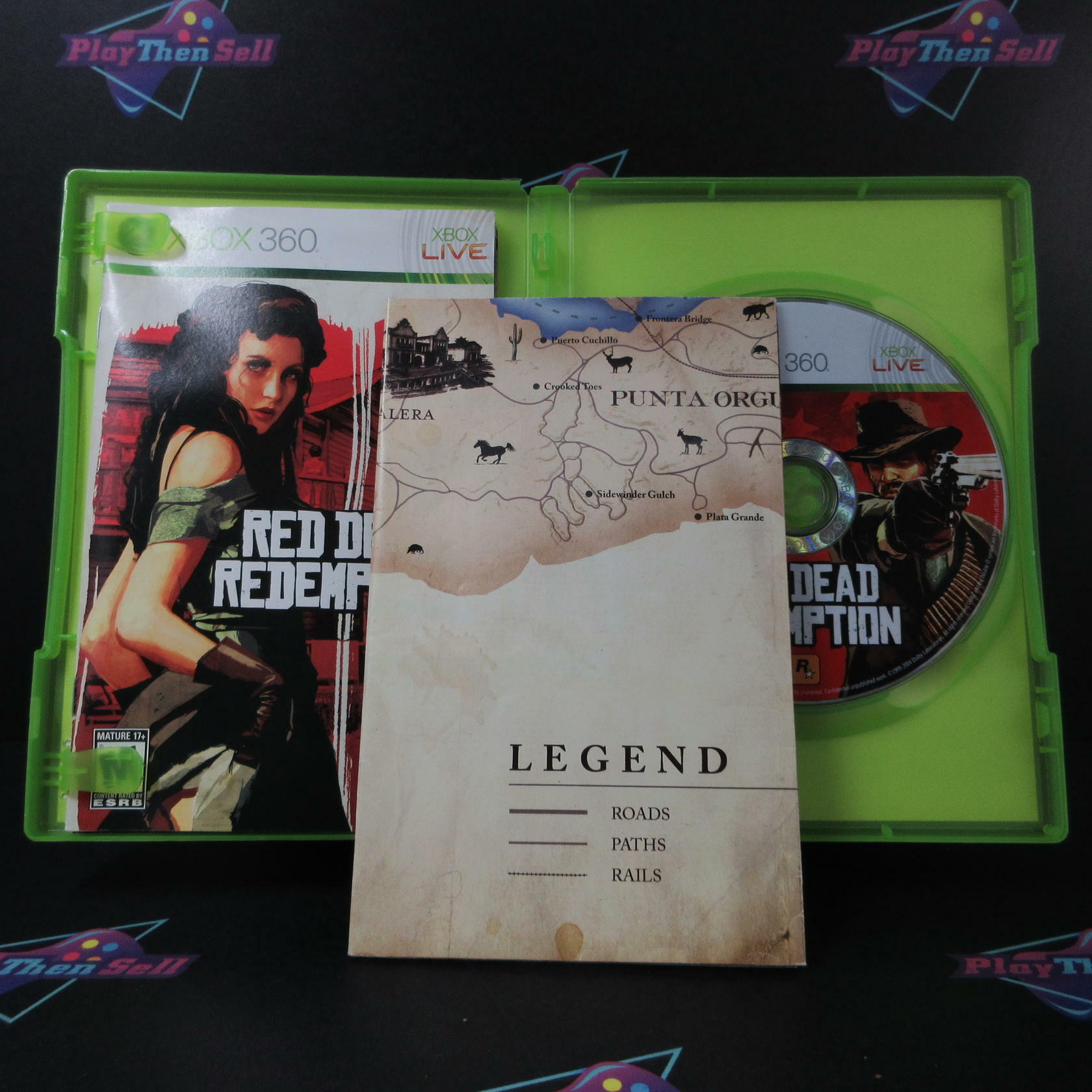 Red Dead Redemption + Map Xbox 360 AD/MD Complete CIB - Very Good
