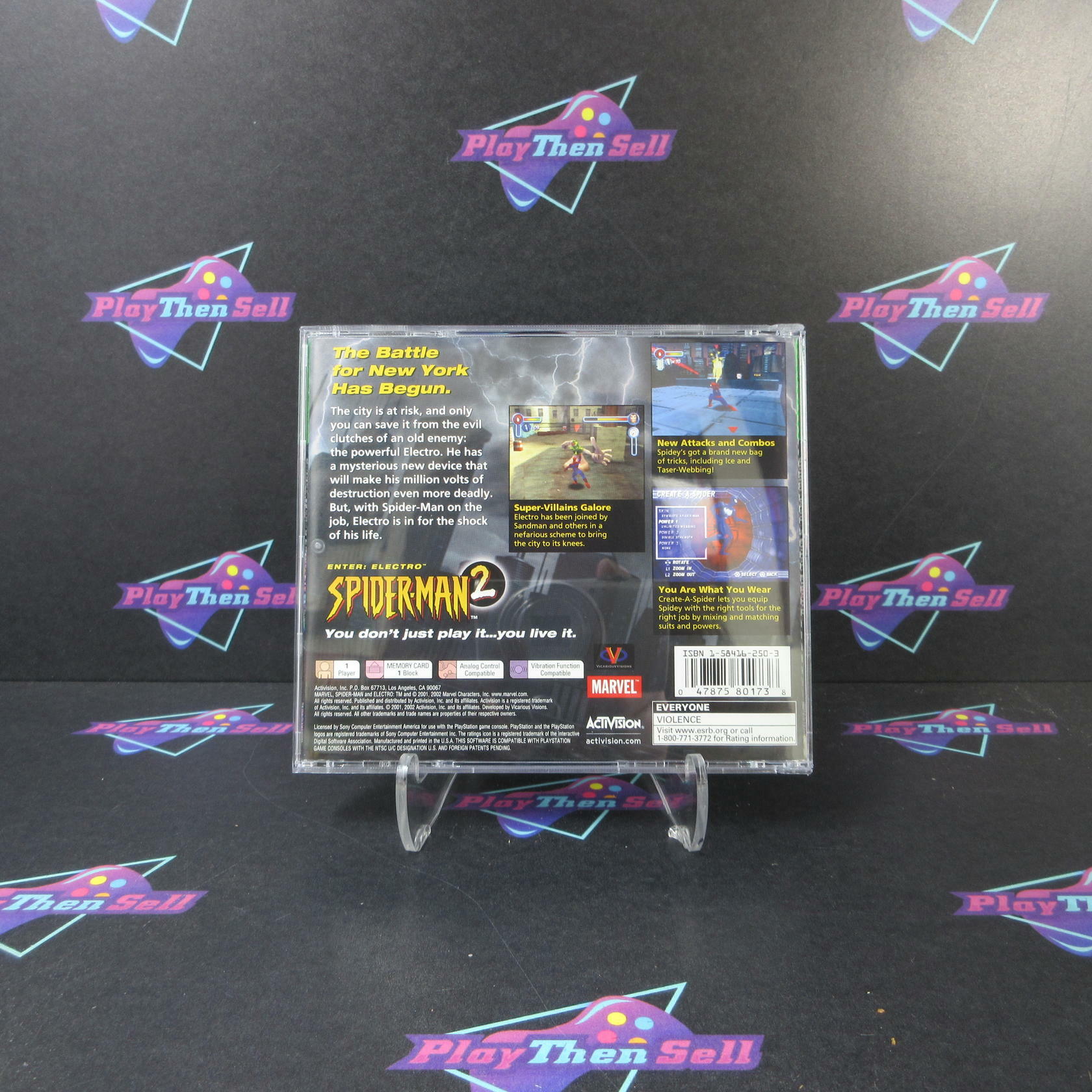 Spider-Man 2 Enter Electro PS1 PlayStation 1 GH + Reg Card - Like New