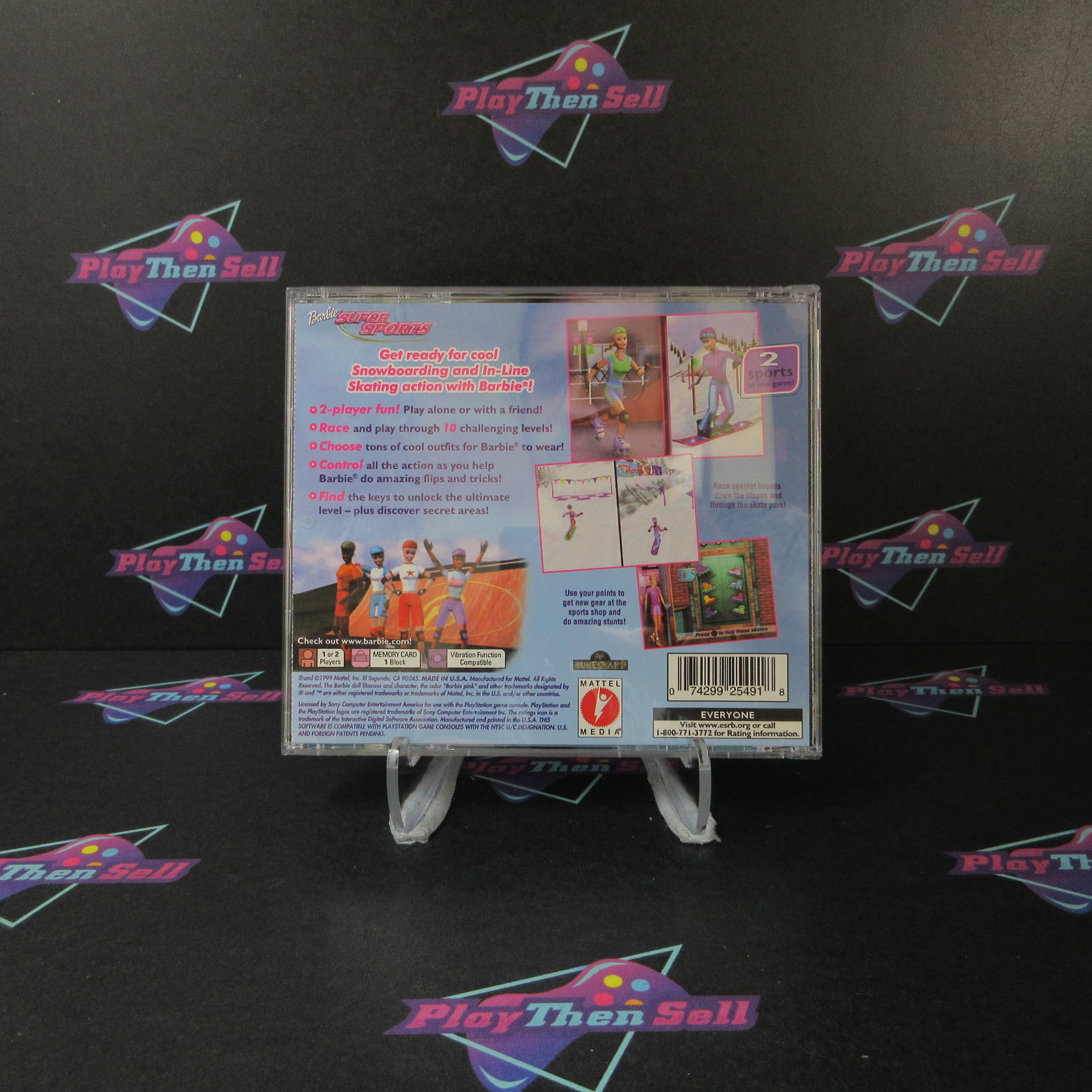 Barbie Super Sports + Reg Card PS1 MD Complete CIB - Good