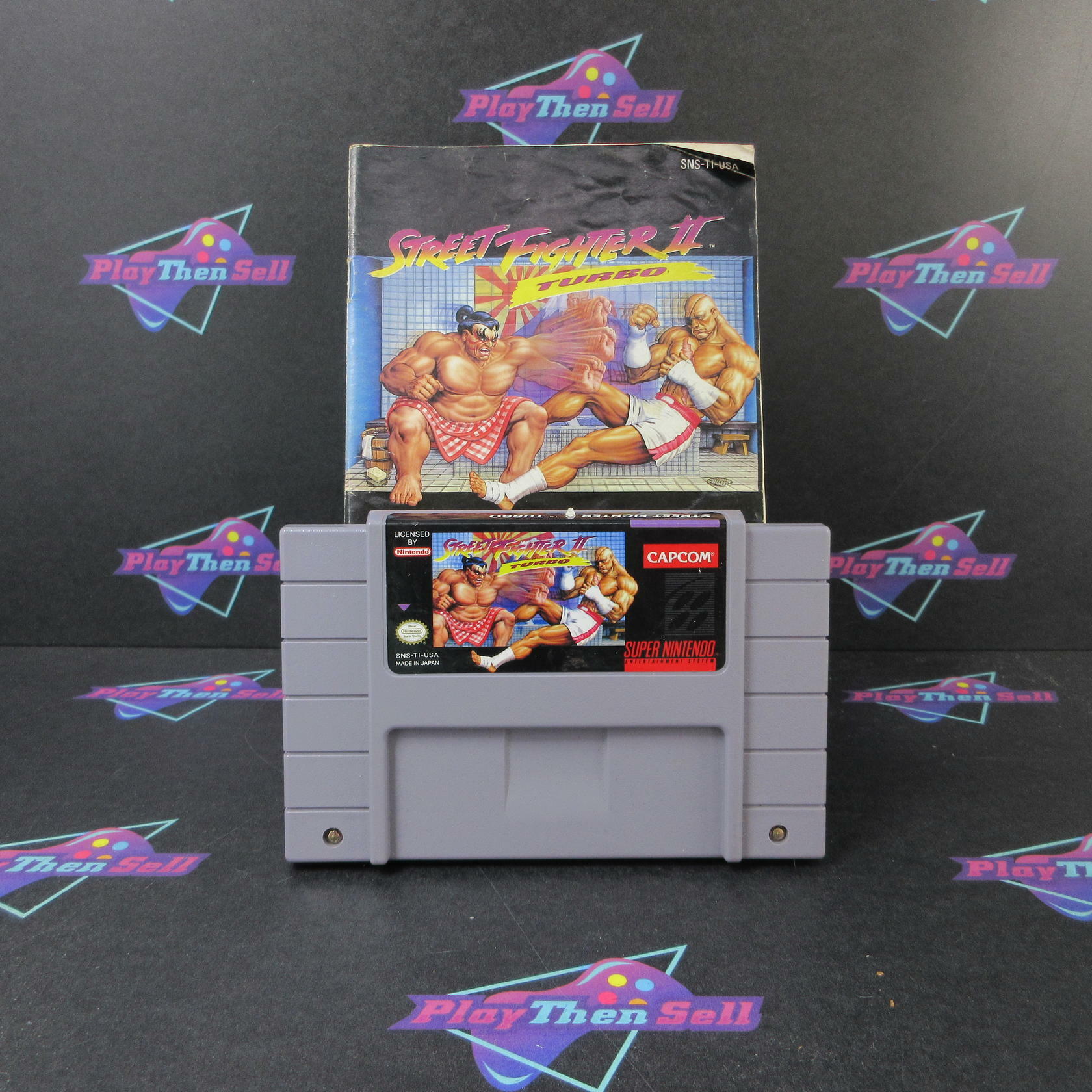 Street Fighter II Turbo Super Nintendo SNES Cartridge + Manual AD/MD Authentic - Good