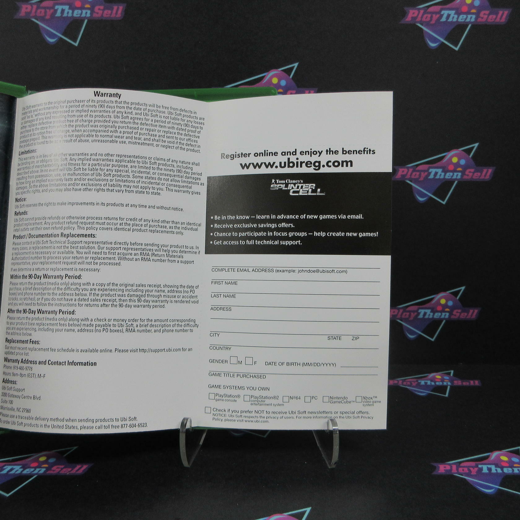 Tom Clancy's Splinter Cell Xbox + Reg Card - Like New