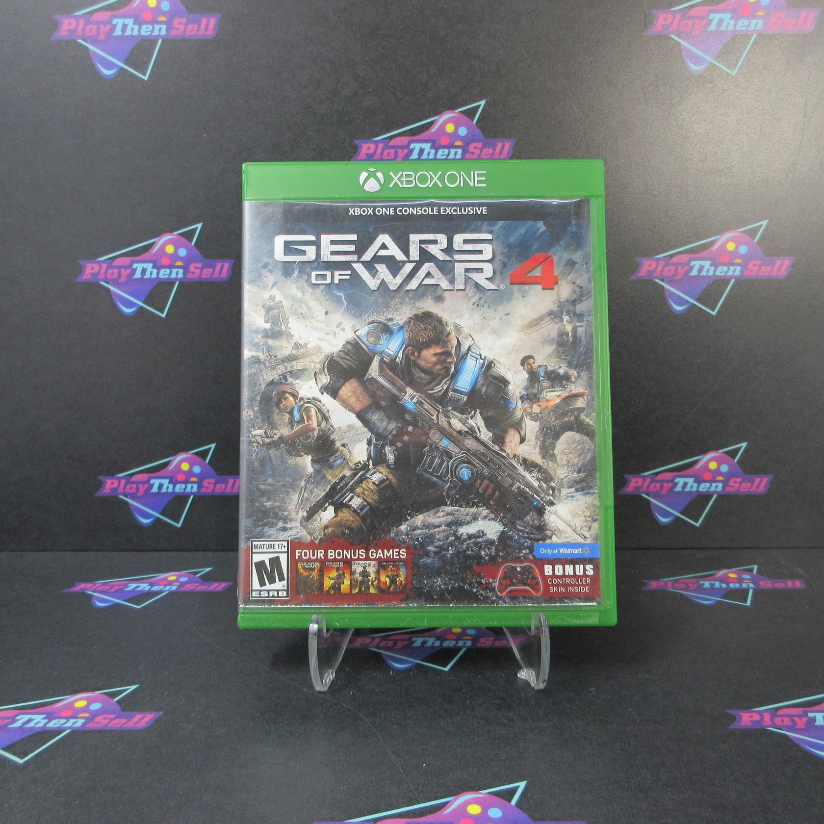 Gears of War 4 Xbox One AD + Stickers Complete CIB - Very Good