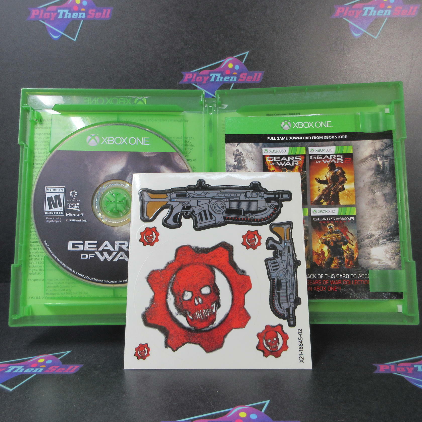 Gears of War 4 Xbox One AD + Stickers Complete CIB - Very Good