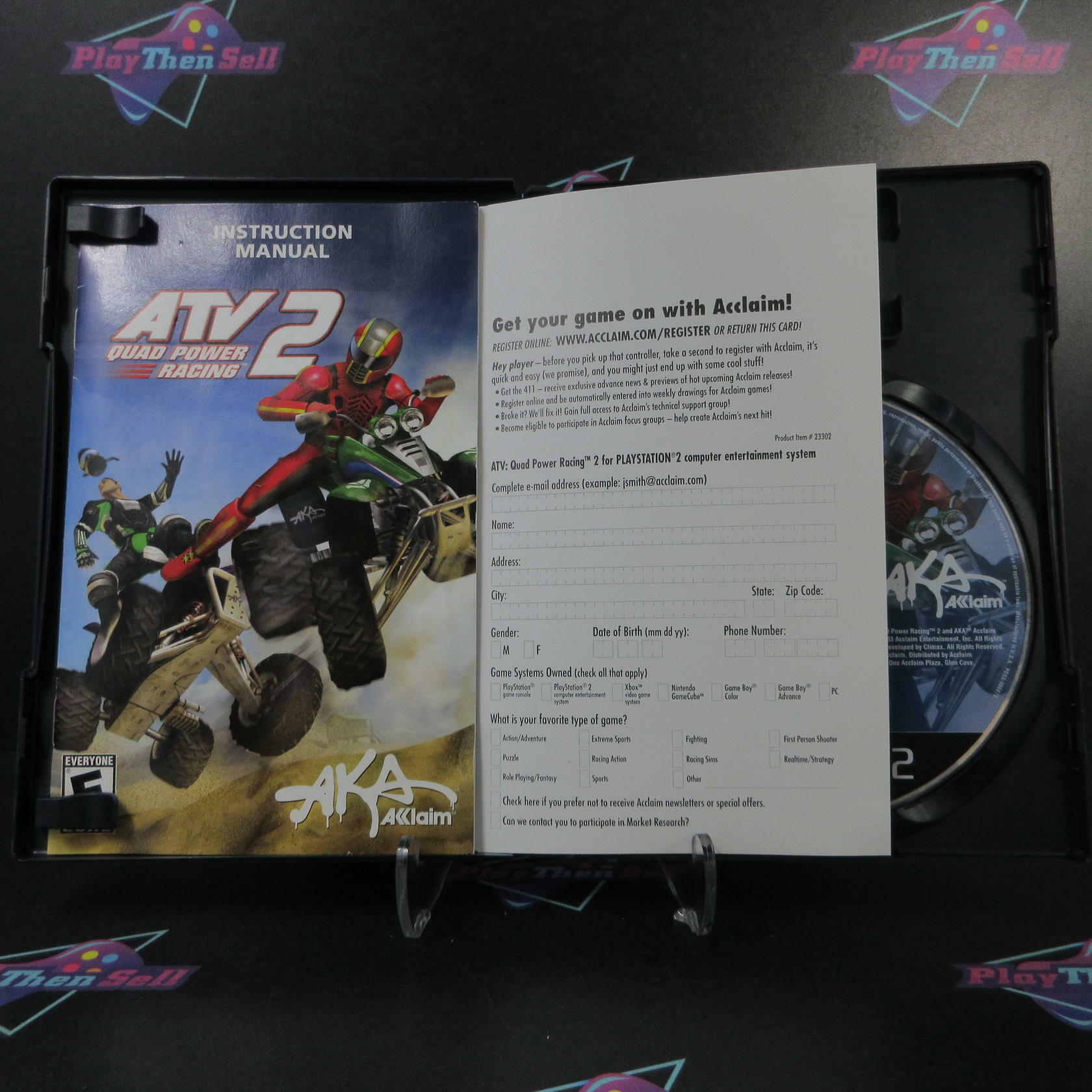ATV 2 Quad Power Racing + Reg Card PS2 PlayStation 2 AD Complete CIB - Very Good