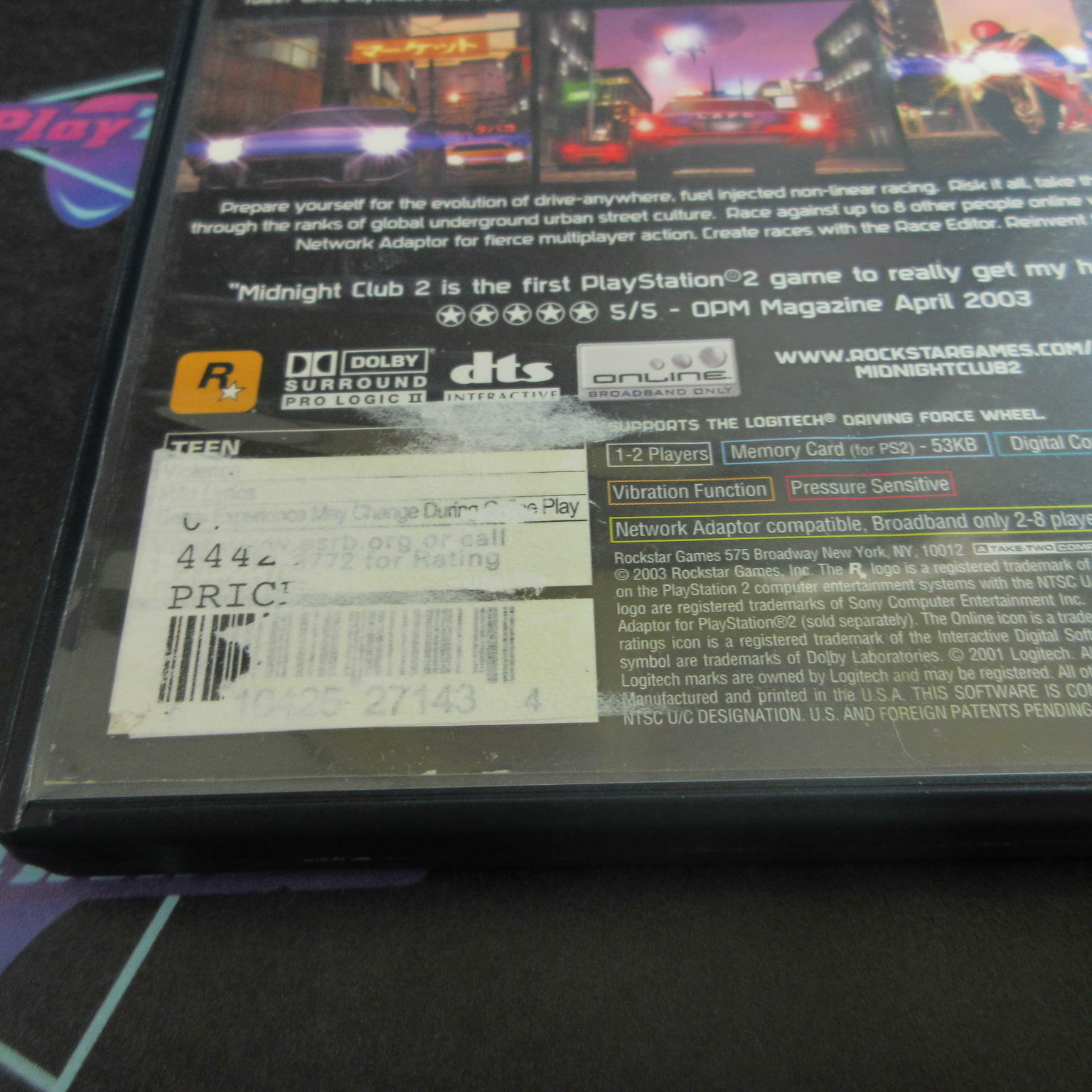 Midnight Club 2 II PS2 PlayStation 2 AD/NM - Very Good