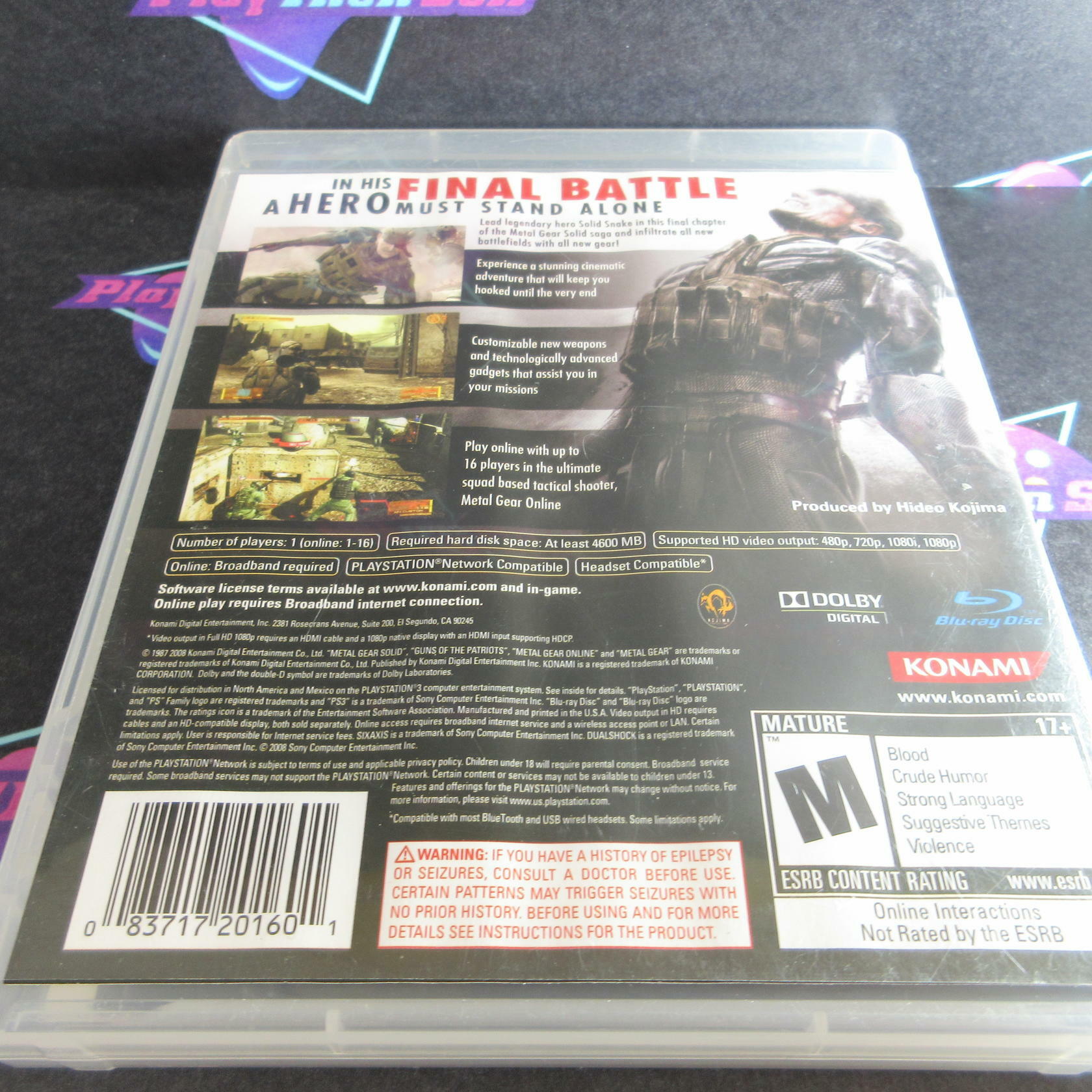 Metal Gear Solid 4 Guns of the Patriots PS3 PlayStation 3 AD Complete - Very Good