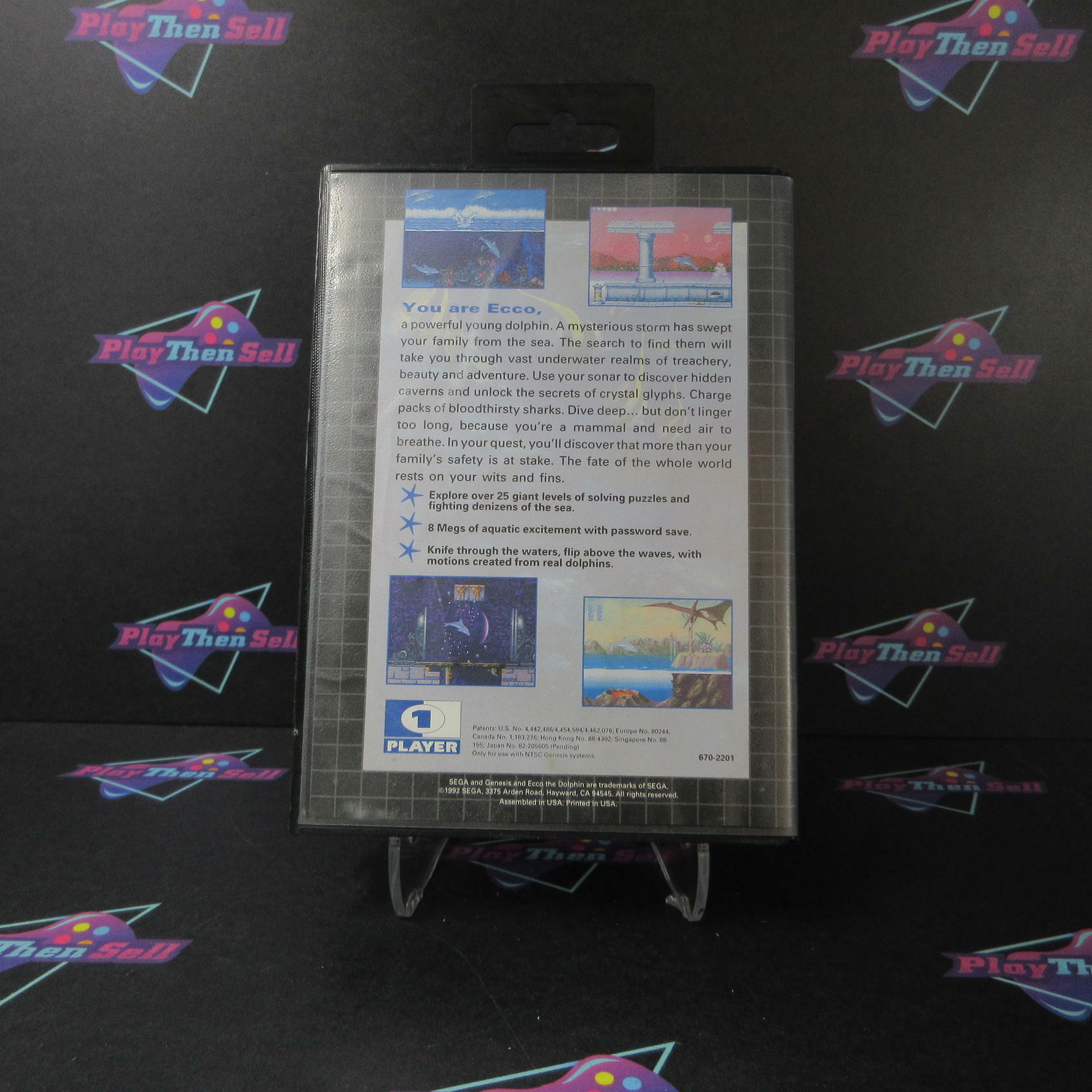 Ecco the Dolphin Sega Genesis Boxed MD Complete CIB - Very Good