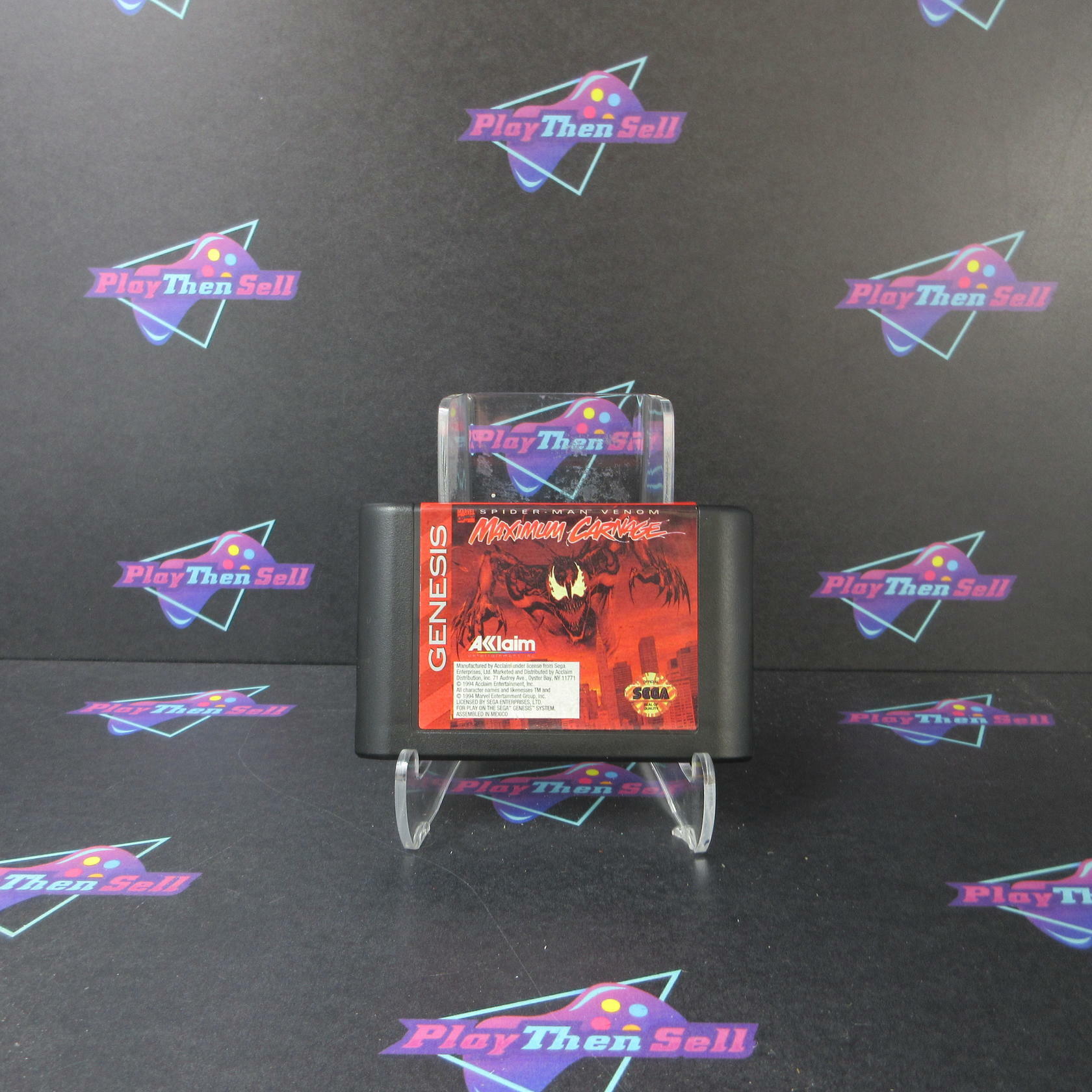 Maximum Carnage Spider-Man Venom Sega Genesis Boxed CS/NM Authentic / Tested - Very Good