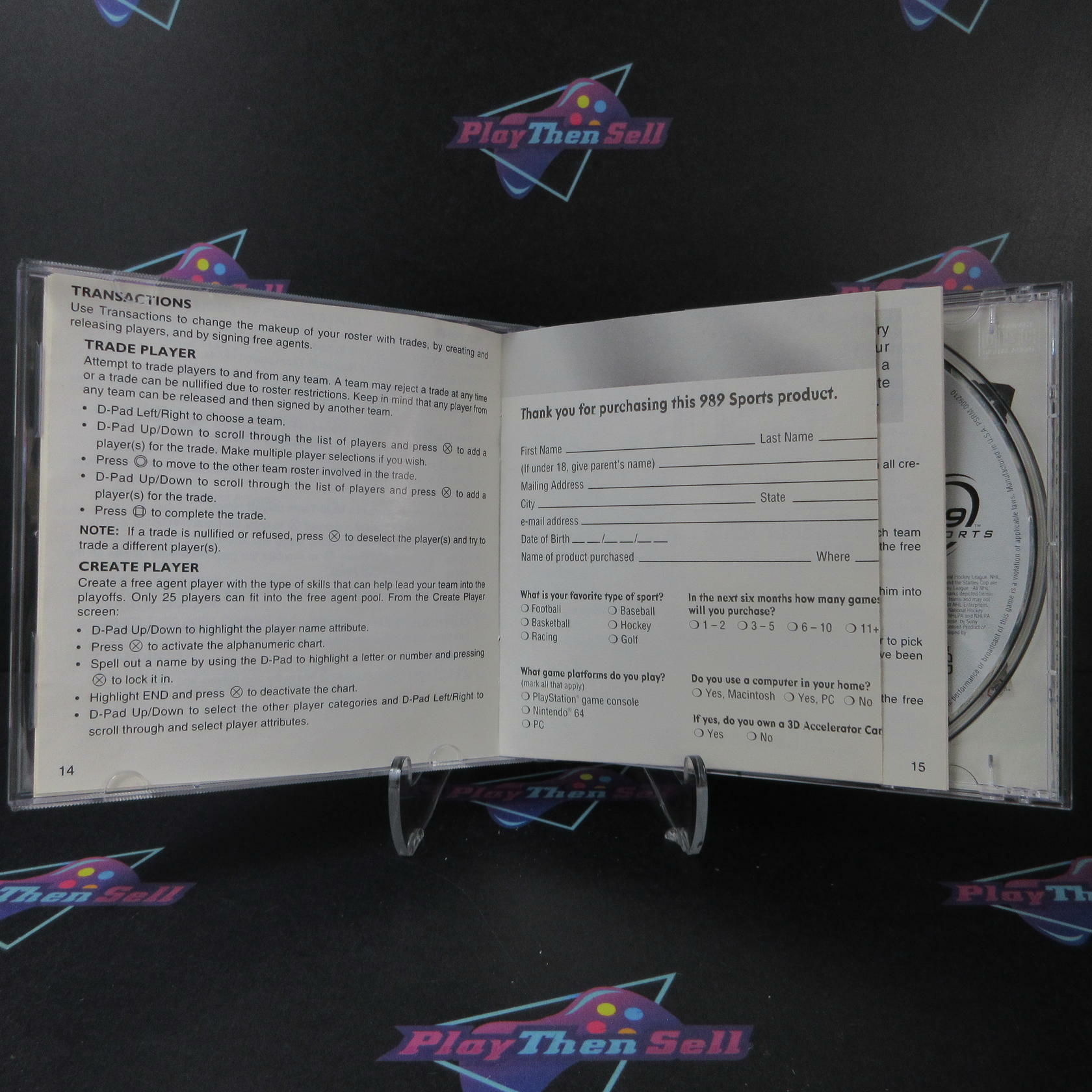 NHL Faceoff 99 PS1 PlayStation 1 MD + Reg Card Complete CIB - Very Good