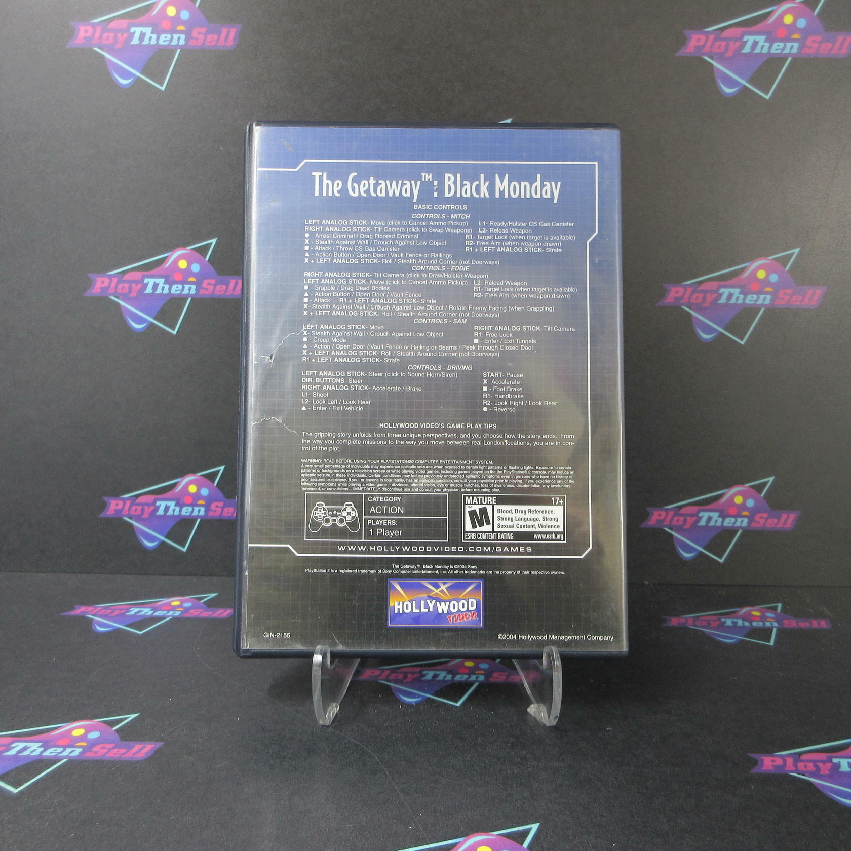 The Getaway Black Monday Rental Art PS2 PlayStation 2 AD/NM - Very Good