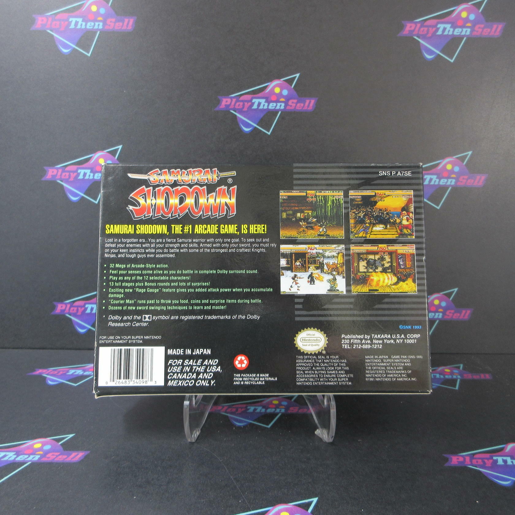 Samurai Shodown SNES Super Nintendo SNES Cartridge + Box Authentic/Tested - Very Good