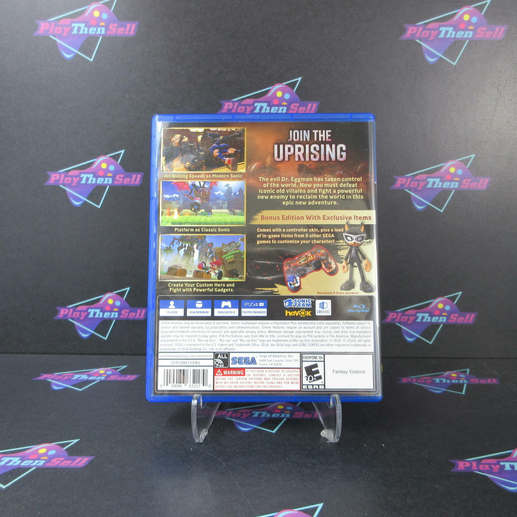 Sonic Forces Bonus Edition PS4 PlayStation 4 + Controller Skin - Like New