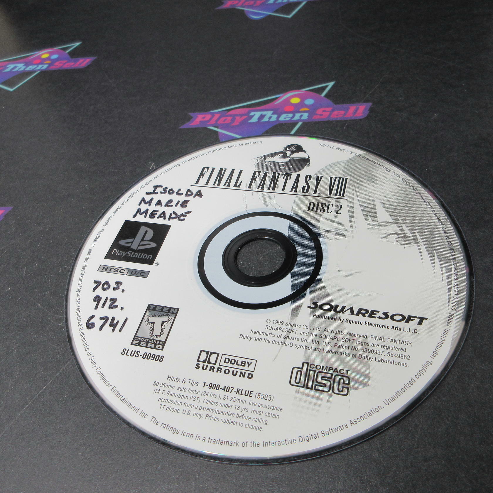Final Fantasy VIII PS1 PlayStation 1 Black Label DD/MD Complete CIB - Very Good